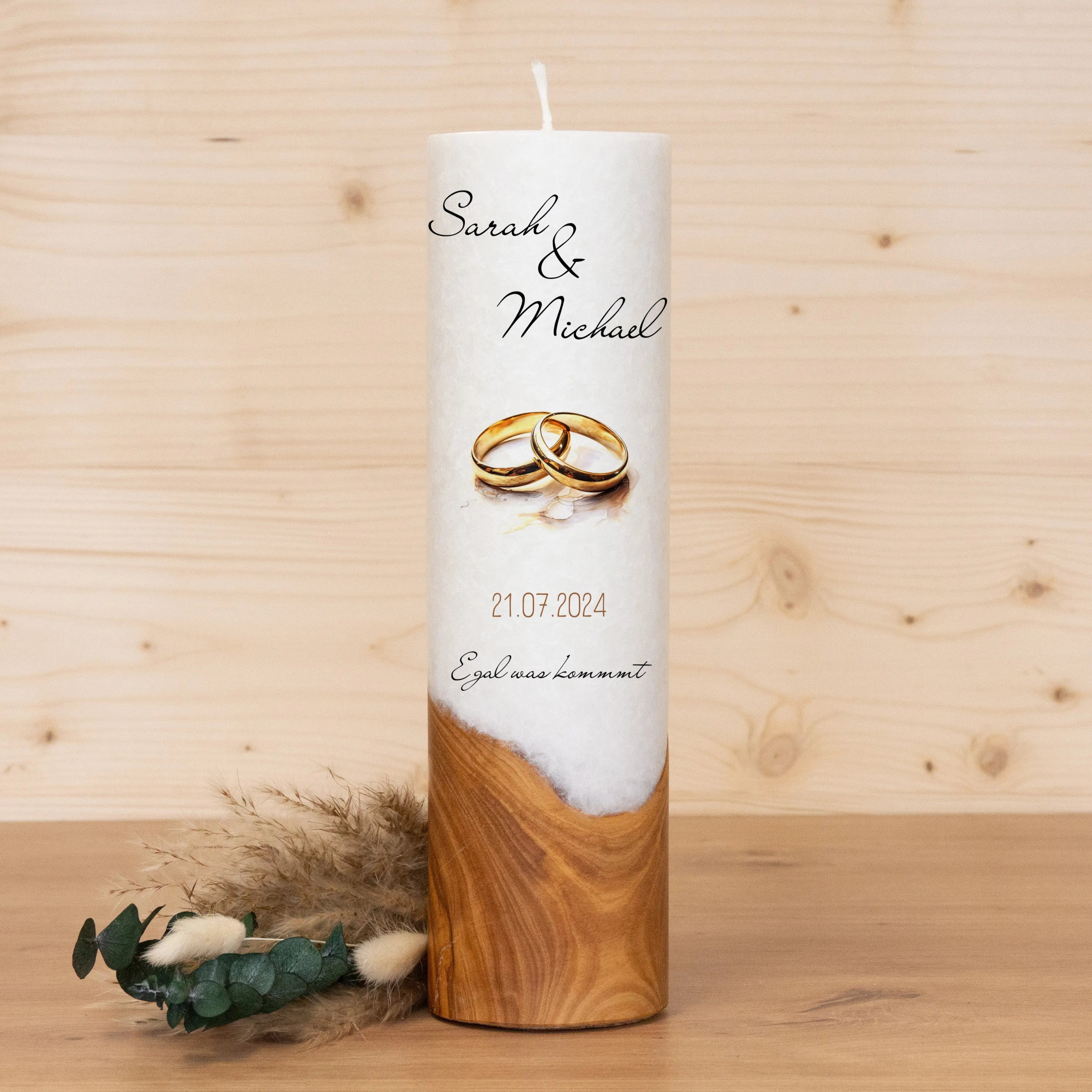 Hochzeitskerze - Holzeinlage Ringe Mein Shop
