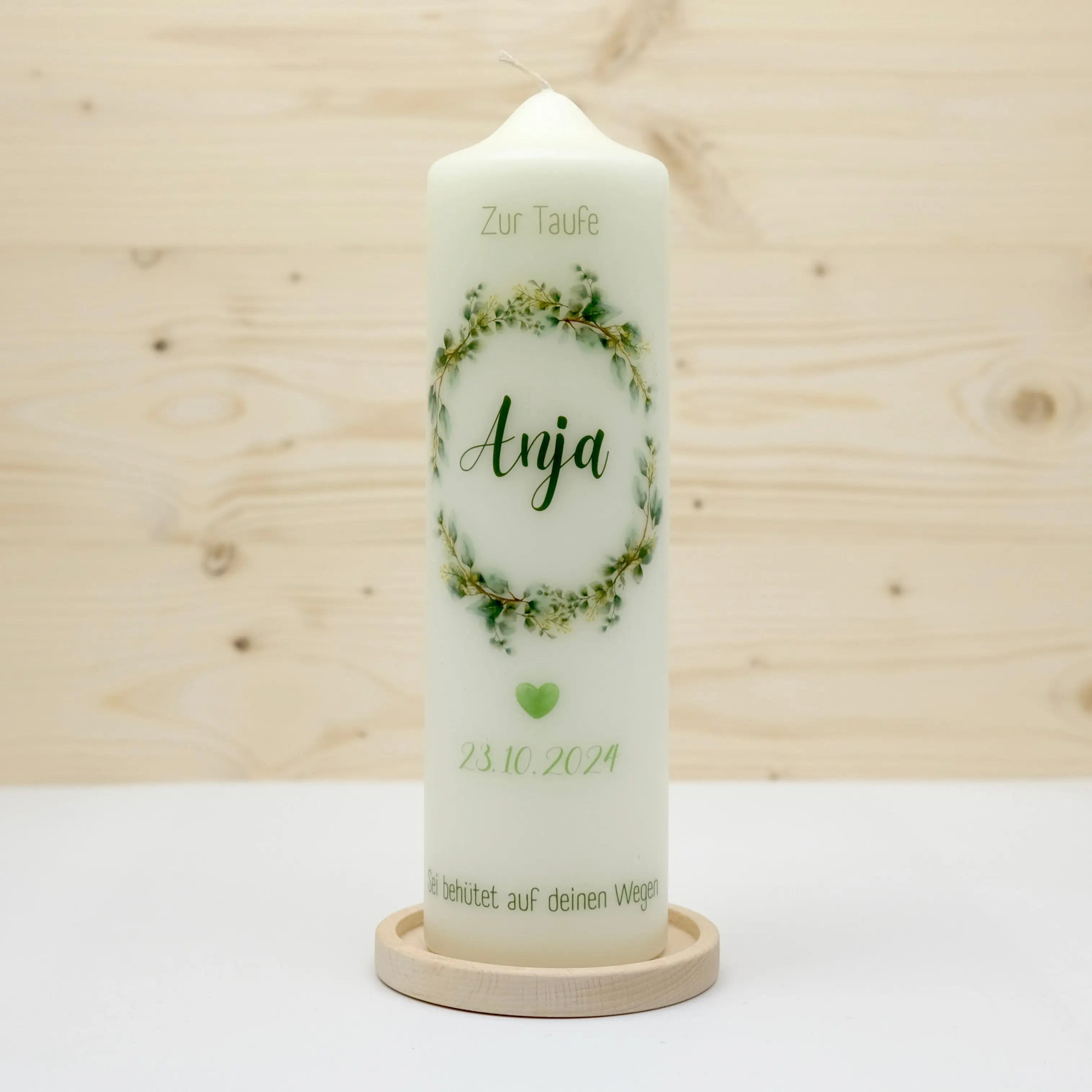 Taufkerze Blattkranz Anja