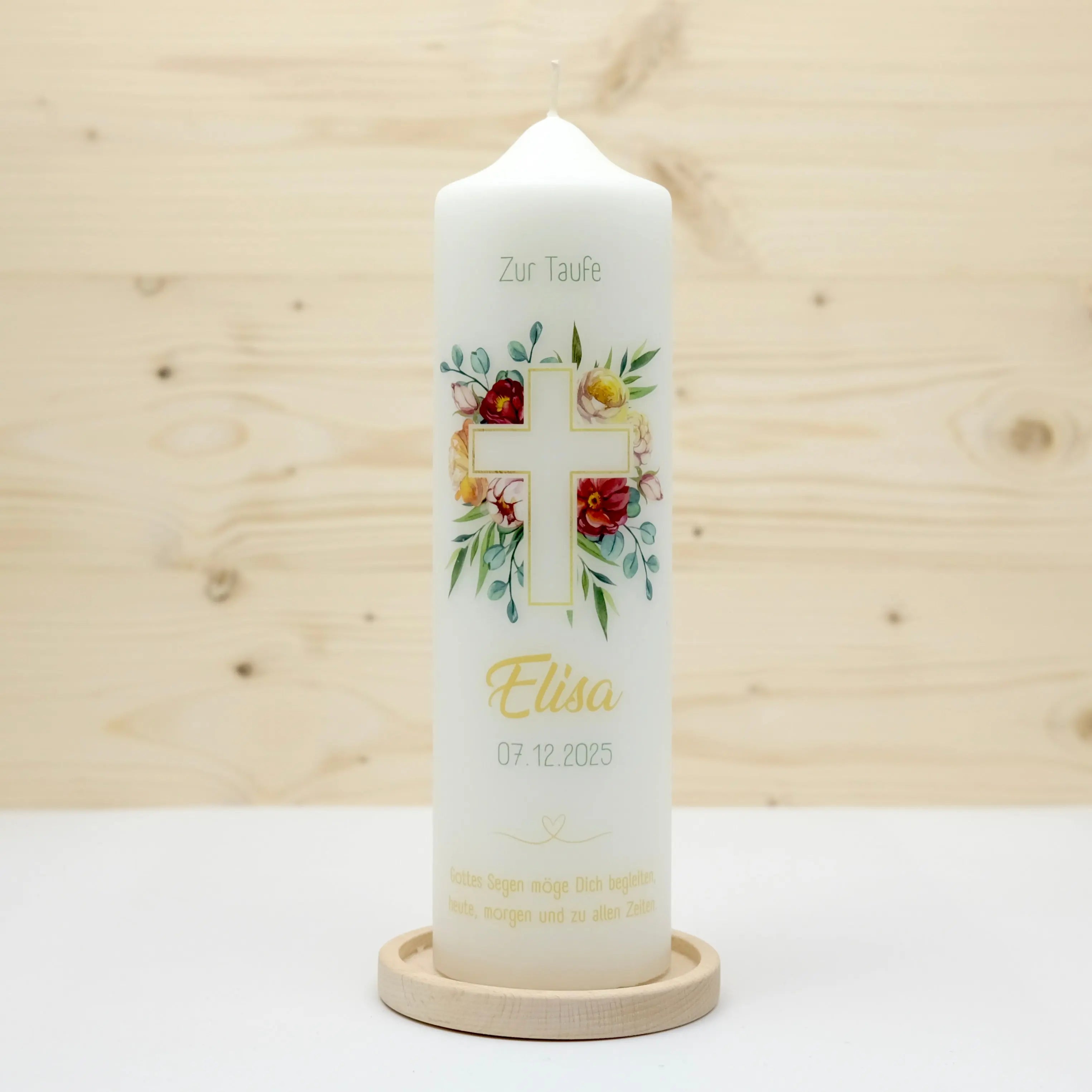 Taufkerze Kreuz Elisa