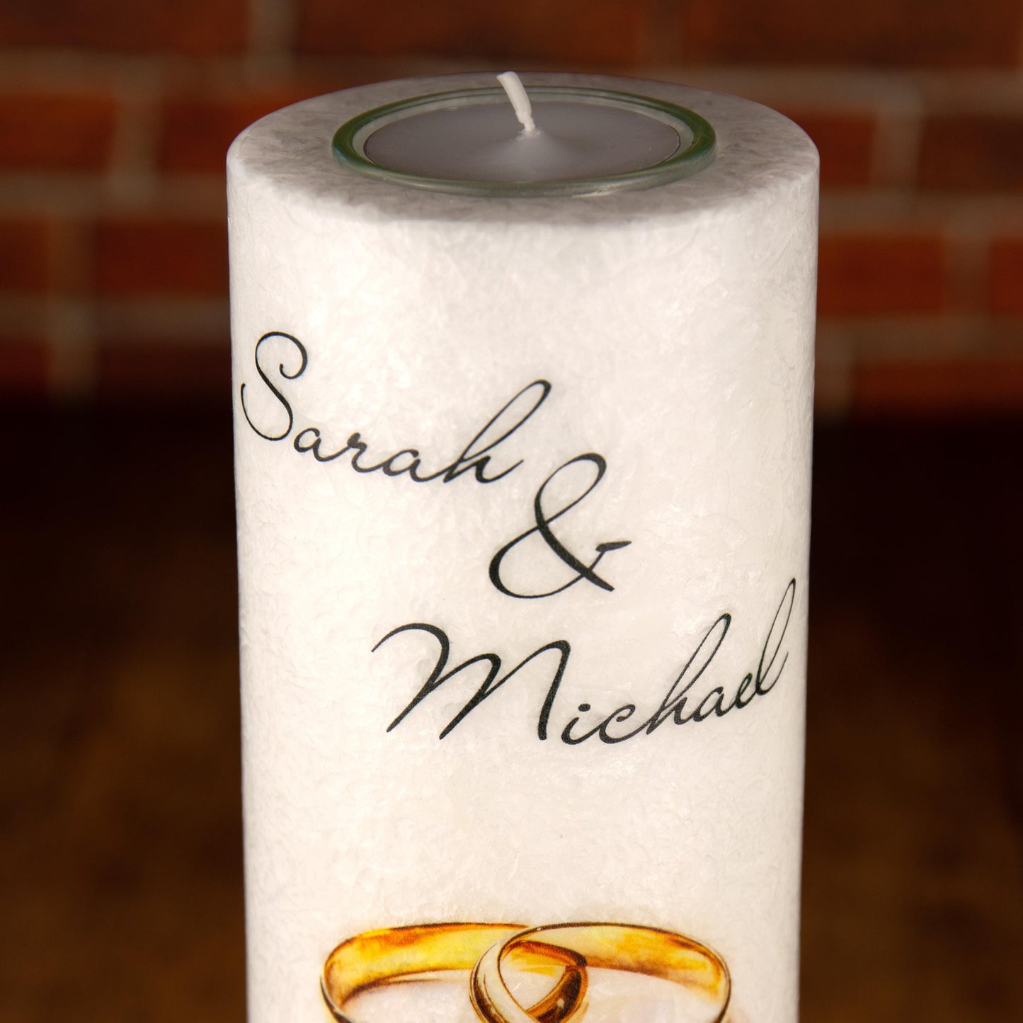 Hochzeitskerze Holzeinlage Ringe - individuelle Fertigung - Für die Hochzeit - Traukerze - Holzkerze - Hochzeitskerze mit Holz