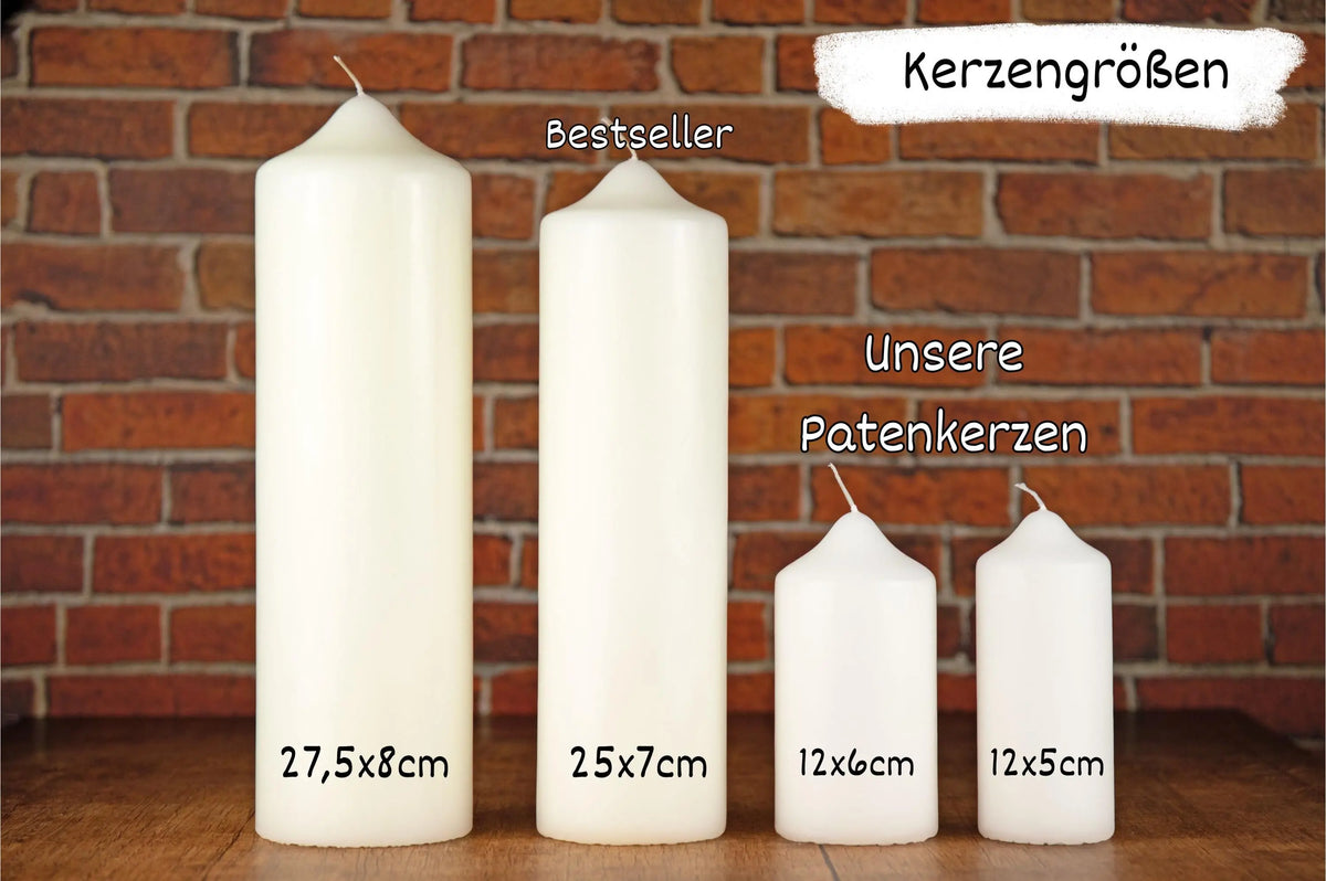 Patenkerze passend zu Tauf- und Hochzeitskerzen von Kerzen fürs Leben