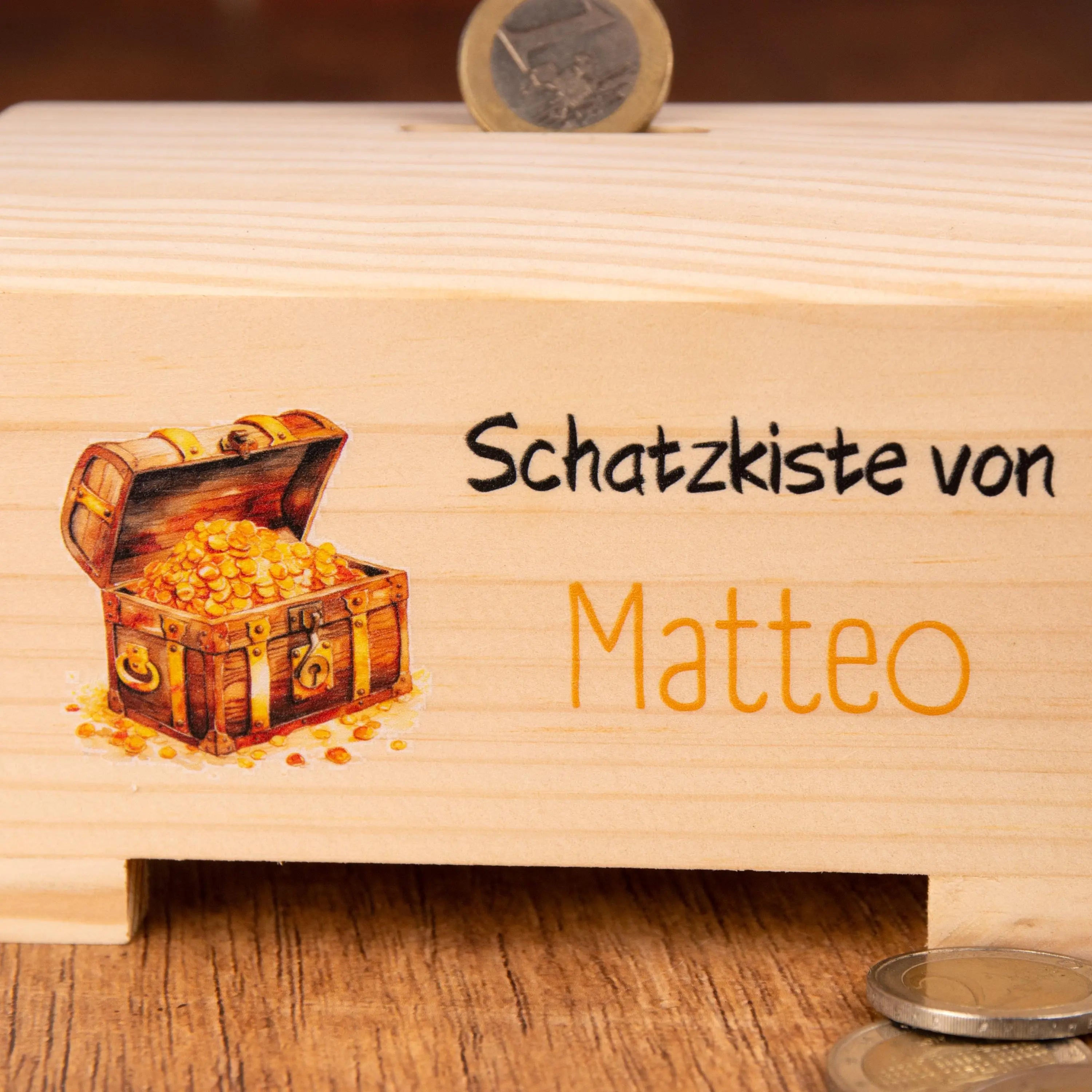 Spardose Schatzkiste, Personalisierte Spardose mit Namen, Geschenk zum Geburtstag, Taufe, Sparschwein, Sparbox