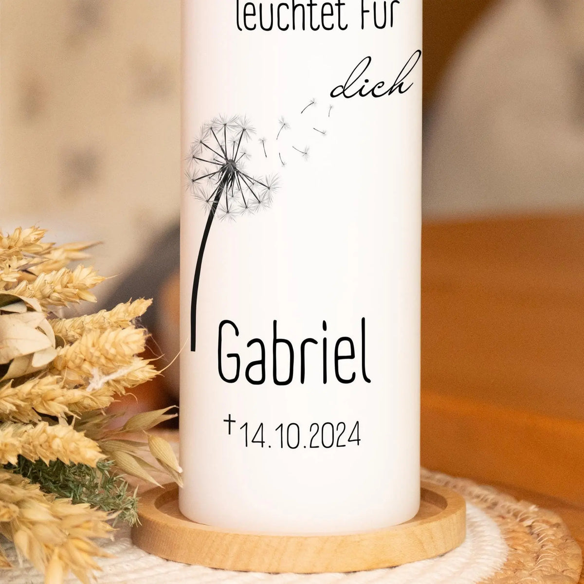 Trauerkerze Pusteblume, Gedenklicht, Geschenk für Trauernde, Trauergeschenk, Kordolenzgeschenk, Geschenk für Angehörige