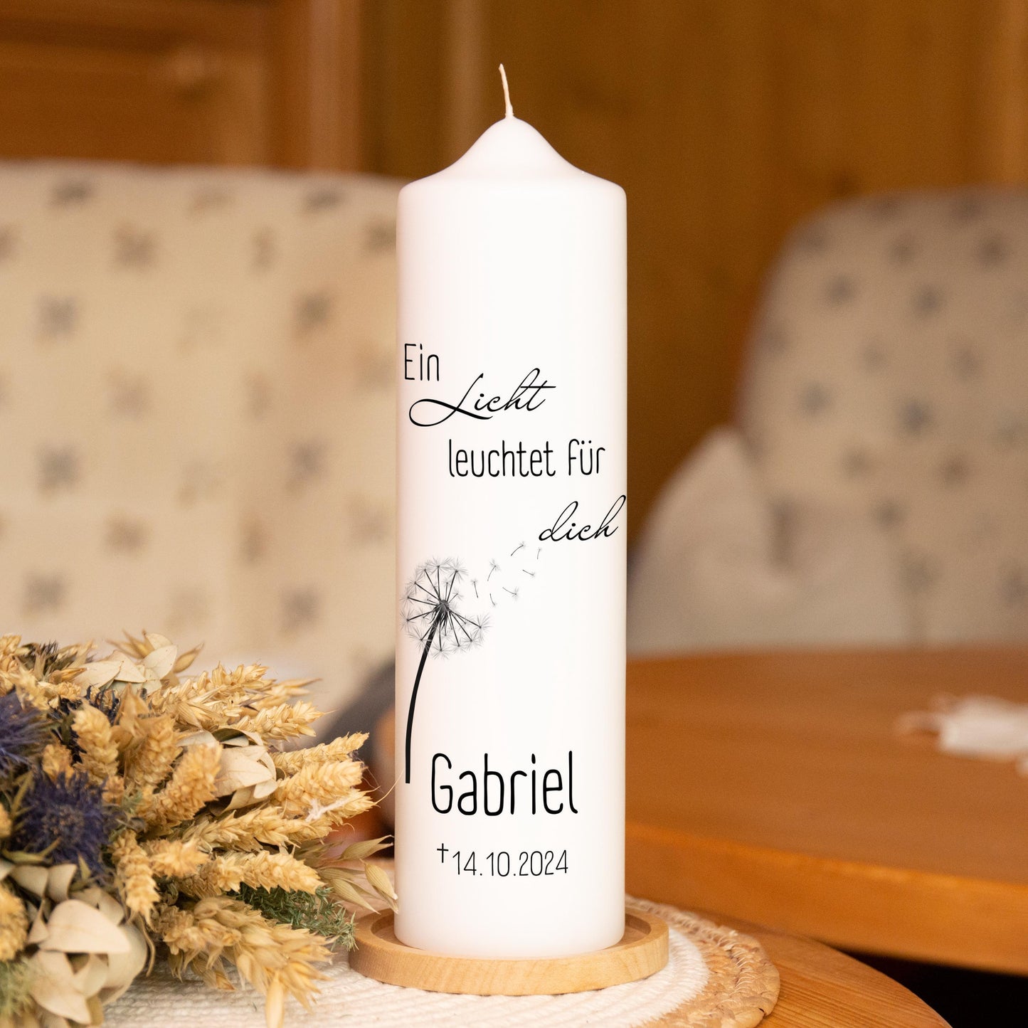Trauerkerze Pusteblume, Gedenklicht, Geschenk für Trauernde, Trauergeschenk, Kordolenzgeschenk, Geschenk für Angehörige