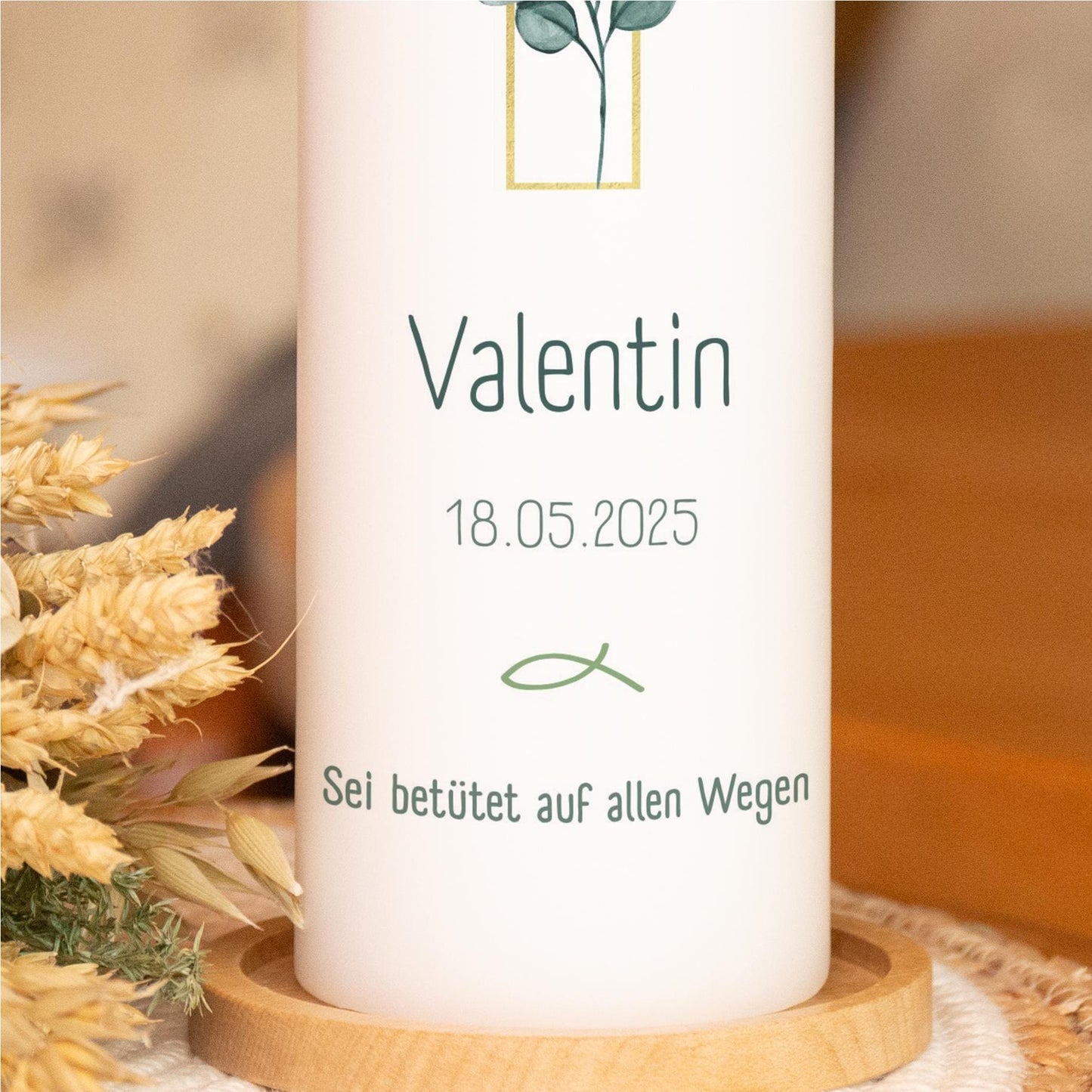 Taufkerze Kreuz - Valentin - Für die Taufe, Kerze zur Taufe, Taufkerze, Personalisierte Taufkerze