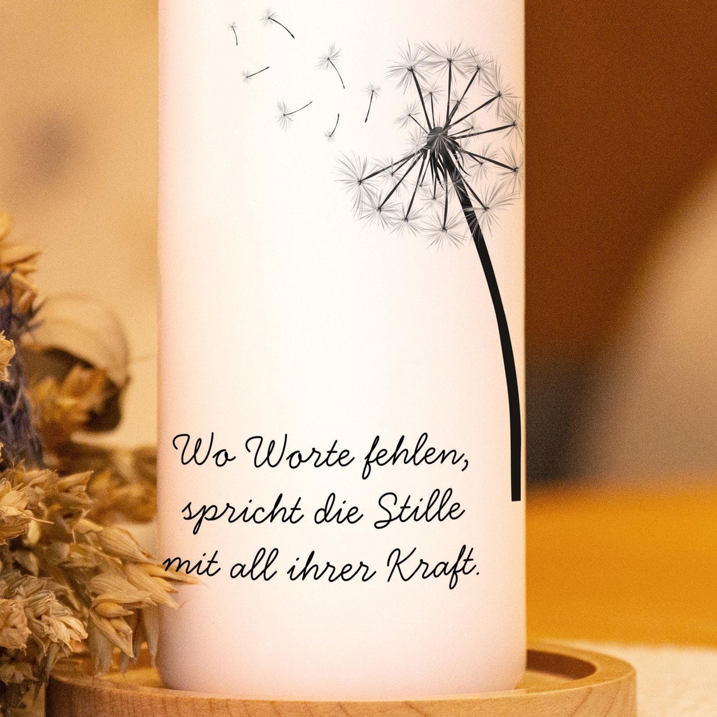 Trauerkerze Pusteblume - Wo Worte fehlen, Gedenklicht, Geschenk für Trauernde, Trauergeschenk, Kordolenzgeschenk, Geschenk für Angehörige