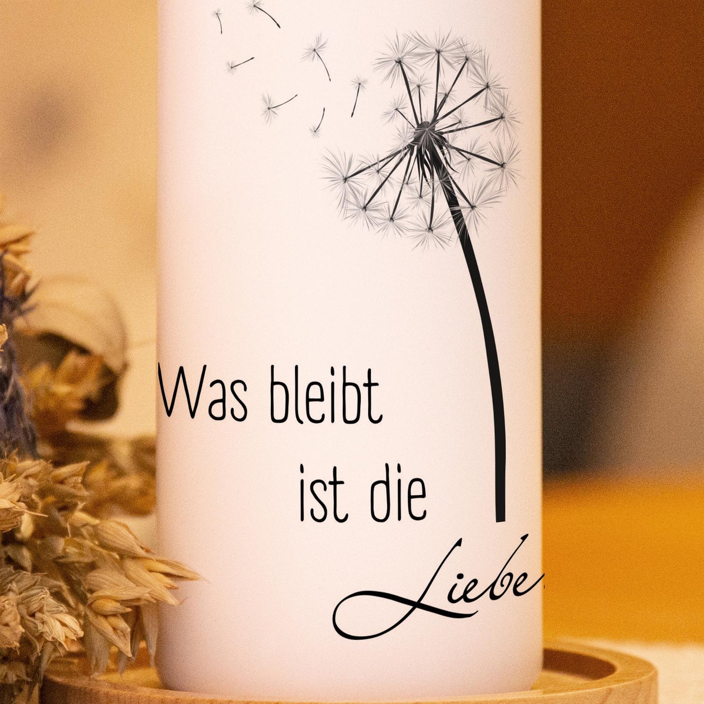 Trauerkerze Pusteblume - Was bleibt ist die Liebe, Gedenklicht, Geschenk für Trauernde, Trauergeschenk,, Geschenk für Angehörige