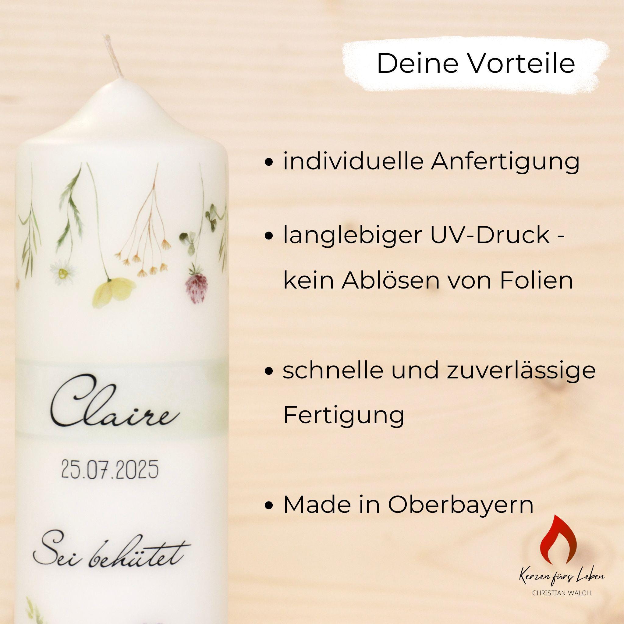 personalisierte Taufkerze Fisch - Felix - Fischsymbol - Ichths - Zur Taufe