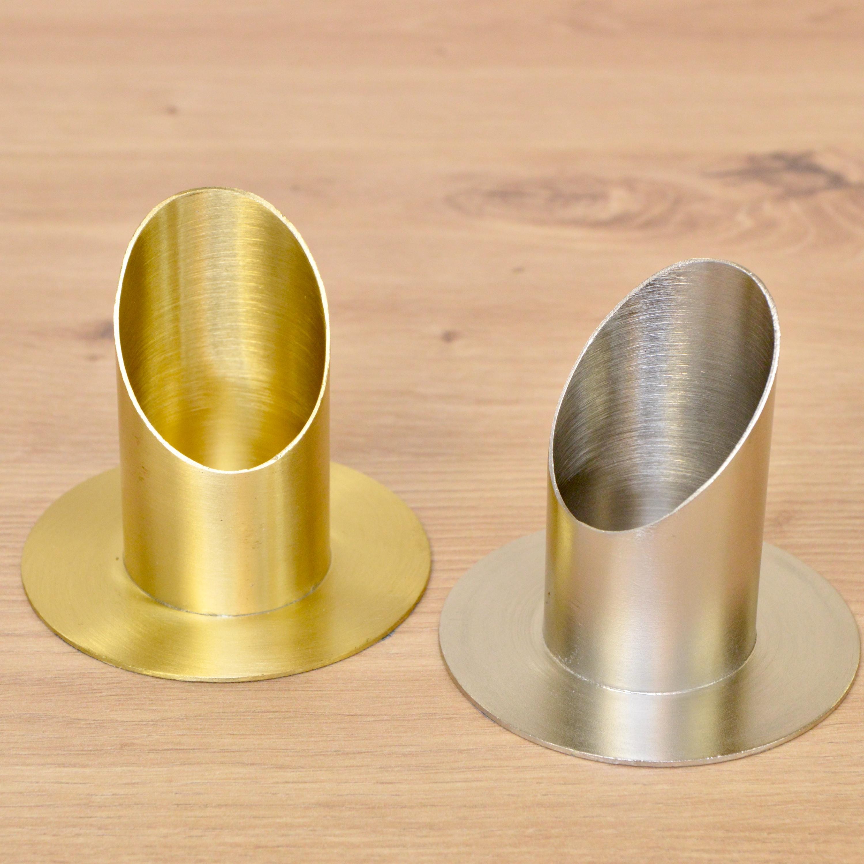 Kerzenhalter bis 4cm in Gold oder Silber – Halter für Taufkerze, Kommunionkerze & Hochzeitskerze | Metall Kerzenständer festliche Deko