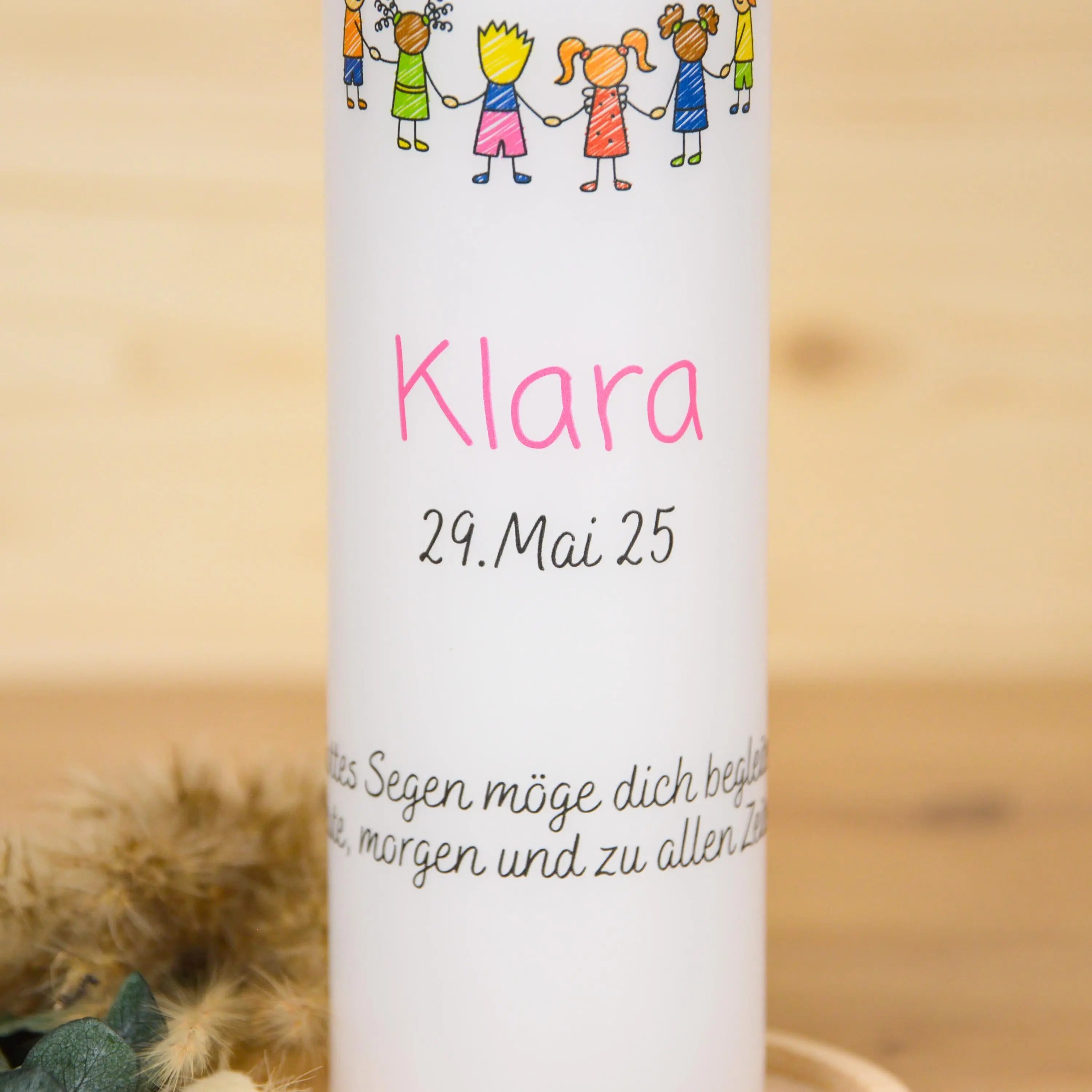 Personalisierte Kommunionkerze 2026 Klara - Ihr seid meine Freunde – Mit Name, Datum & Spruch – Kerze Erstkommunion - Erstkommunion 2026