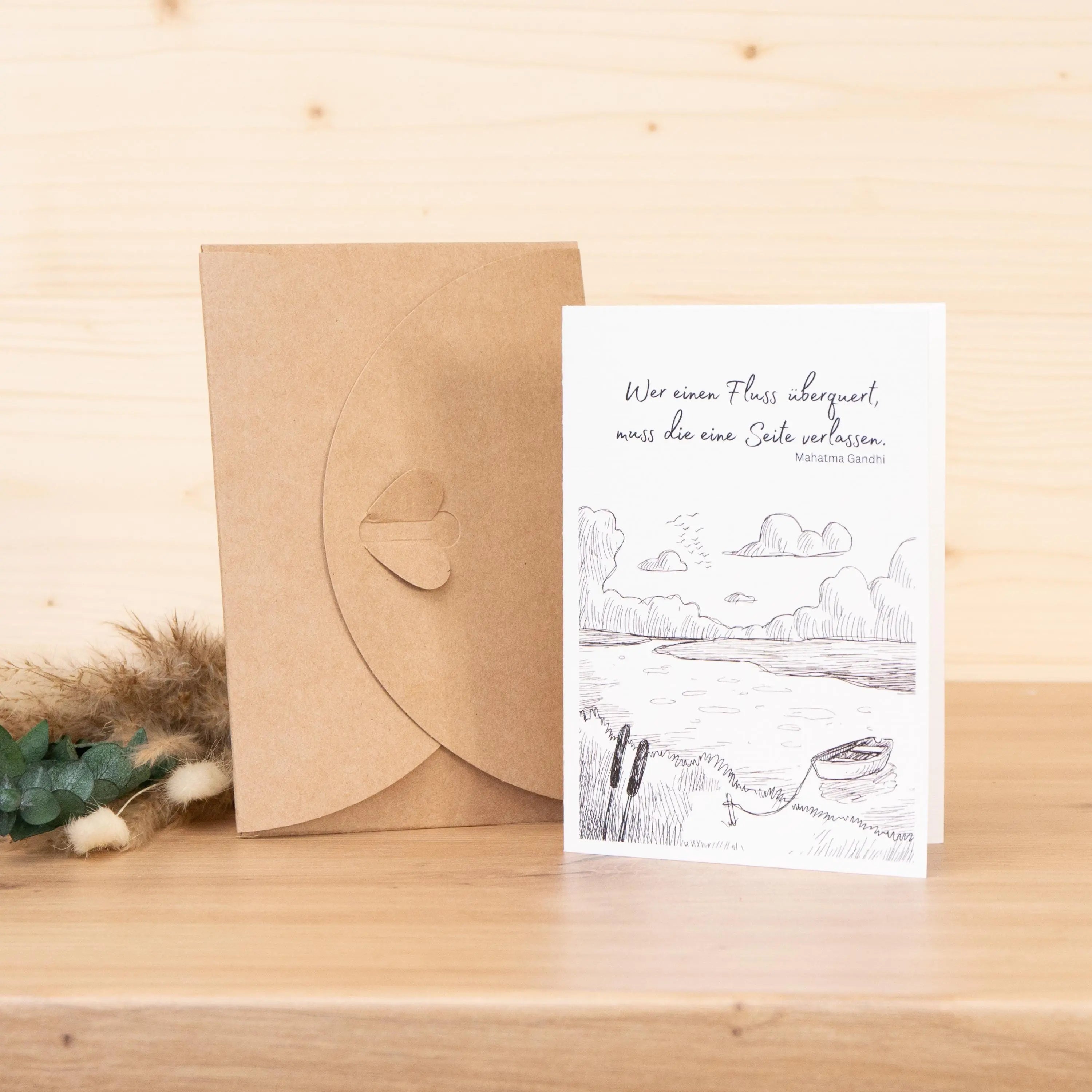 Trauerkerze - Ein Fluss - Geschenkset mit Kerze, Grußkarte und Kuvert, Gedenklicht, Geschenk für Trauernde, Trauergeschenk