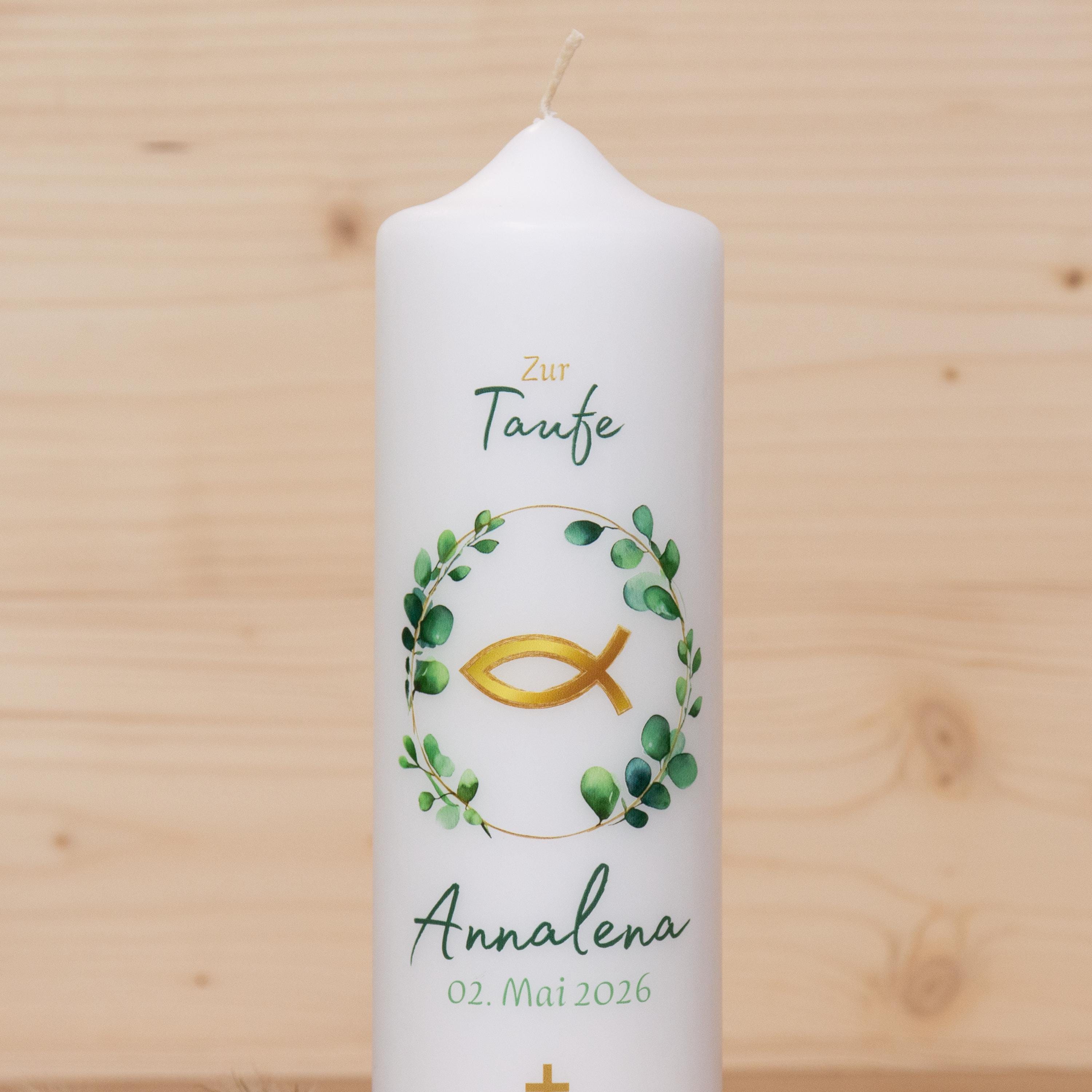 personalisierte Taufkerze Fisch - Annalena - Geschenk zur Taufe - Für die Taufe, Kerze zur Taufe, Taufkerze, Personalisierte Taufkerze