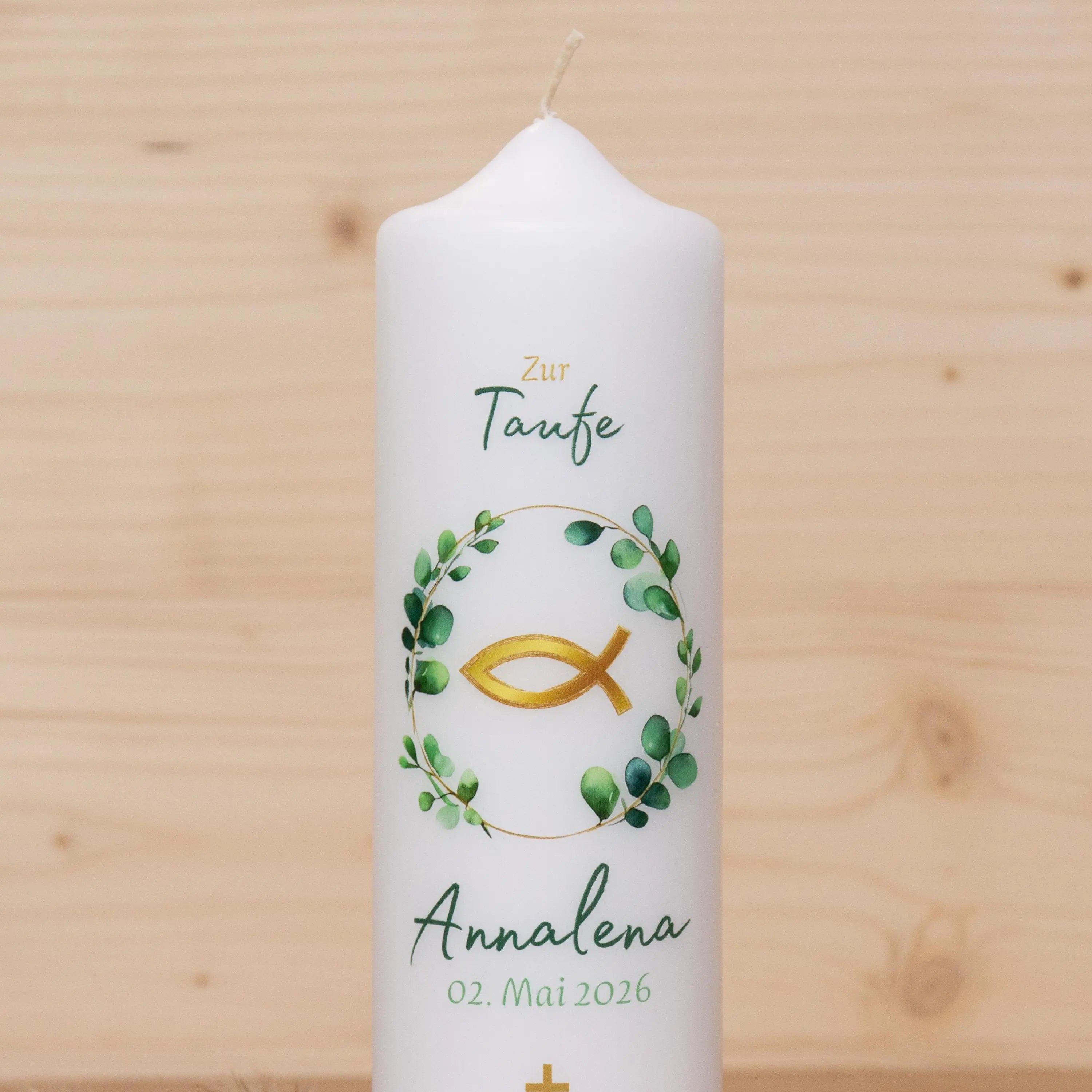personalisierte Taufkerze Fisch - Annalena - Geschenk zur Taufe - Für die Taufe, Kerze zur Taufe, Taufkerze, Personalisierte Taufkerze
