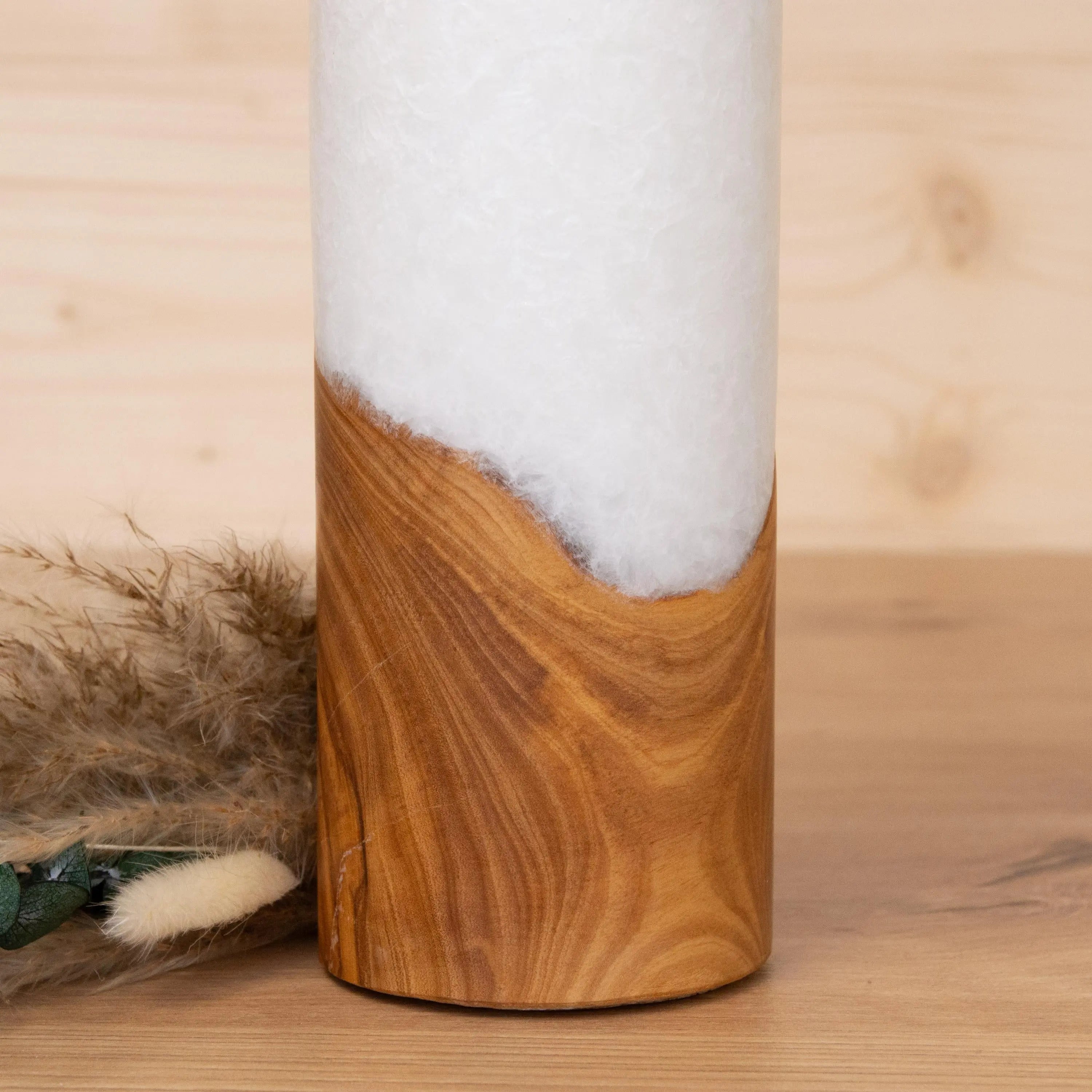 Taufkerze mit Holz - goldenes Kreuz Michael - individuelle Fertigung - Für die Taufe - Geschenk zur Taufe - Holzkerze