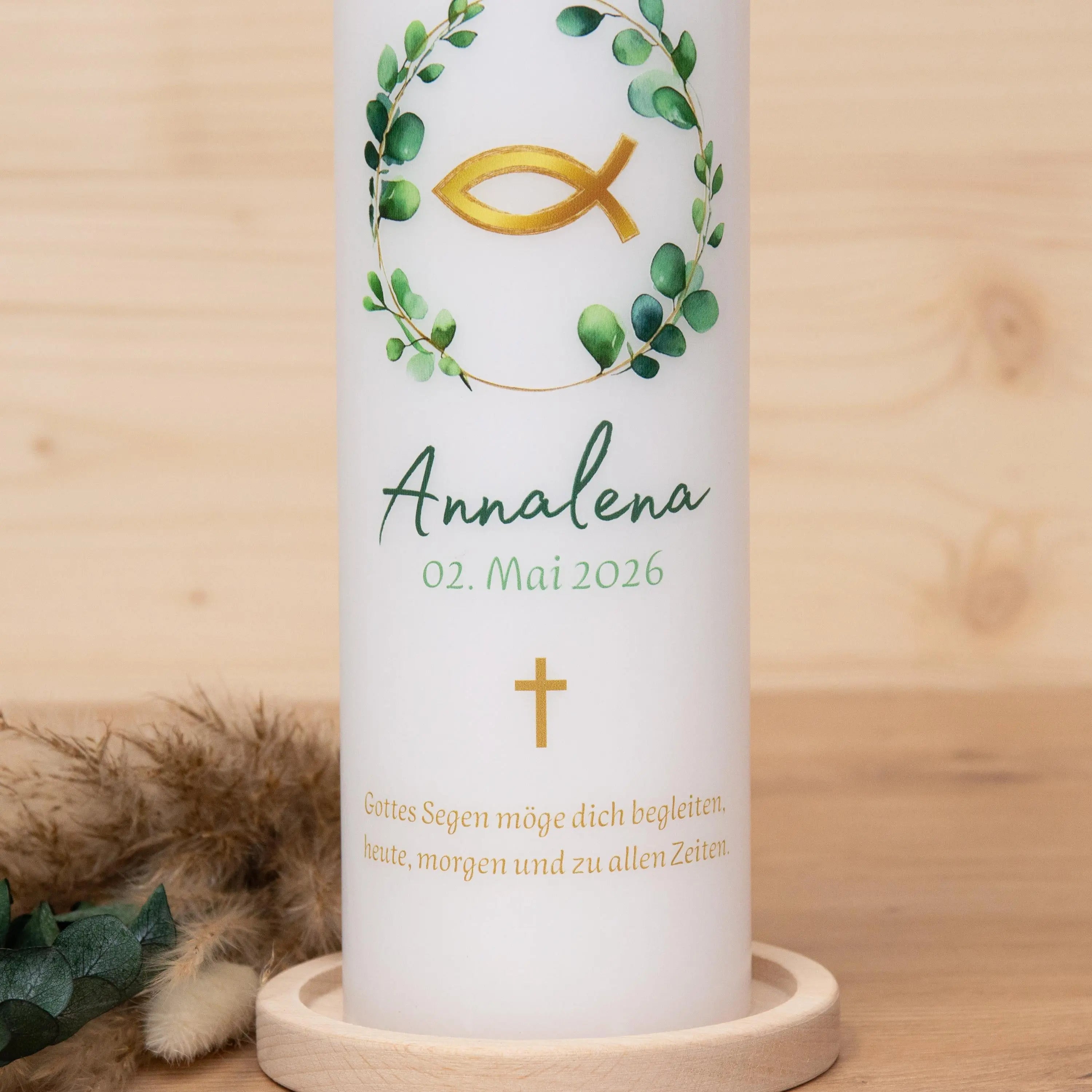 personalisierte Taufkerze Fisch - Annalena - Geschenk zur Taufe - Für die Taufe, Kerze zur Taufe, Taufkerze, Personalisierte Taufkerze