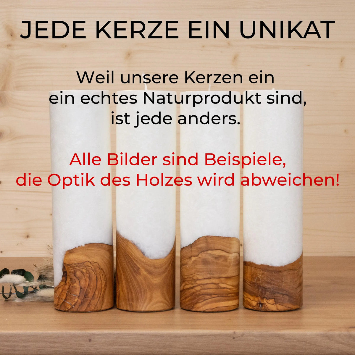 Taufkerze mit Holz - Lebensbaum Jakob - individuelle Fertigung - Für die Taufe - Geschenk zur Taufe - Holzkerze