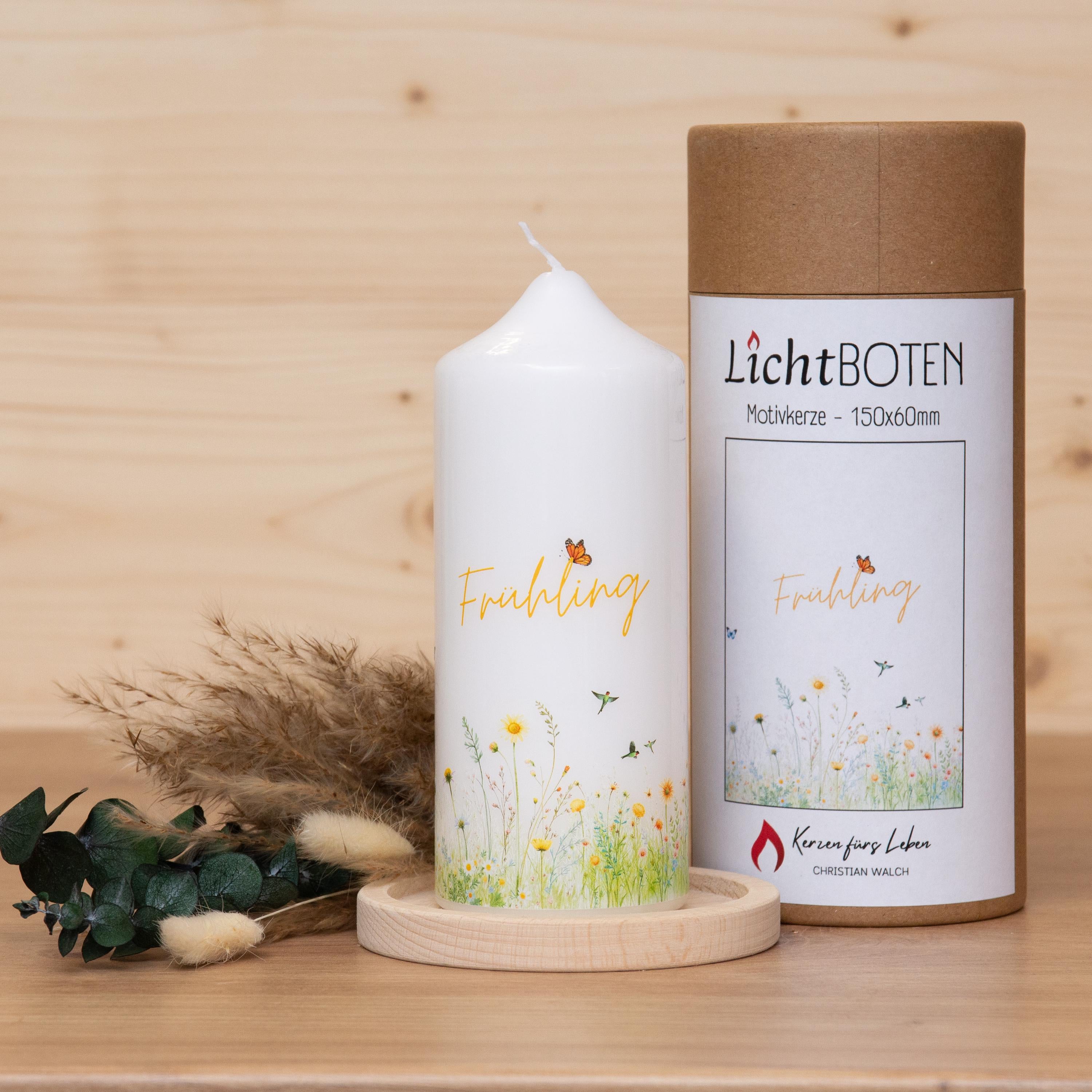 Osterkerze Frühling | | Kerze mit Frühlingsmotiv | Kerze Frühling | Geschenkkerze | Geschenkset | 150x60mm