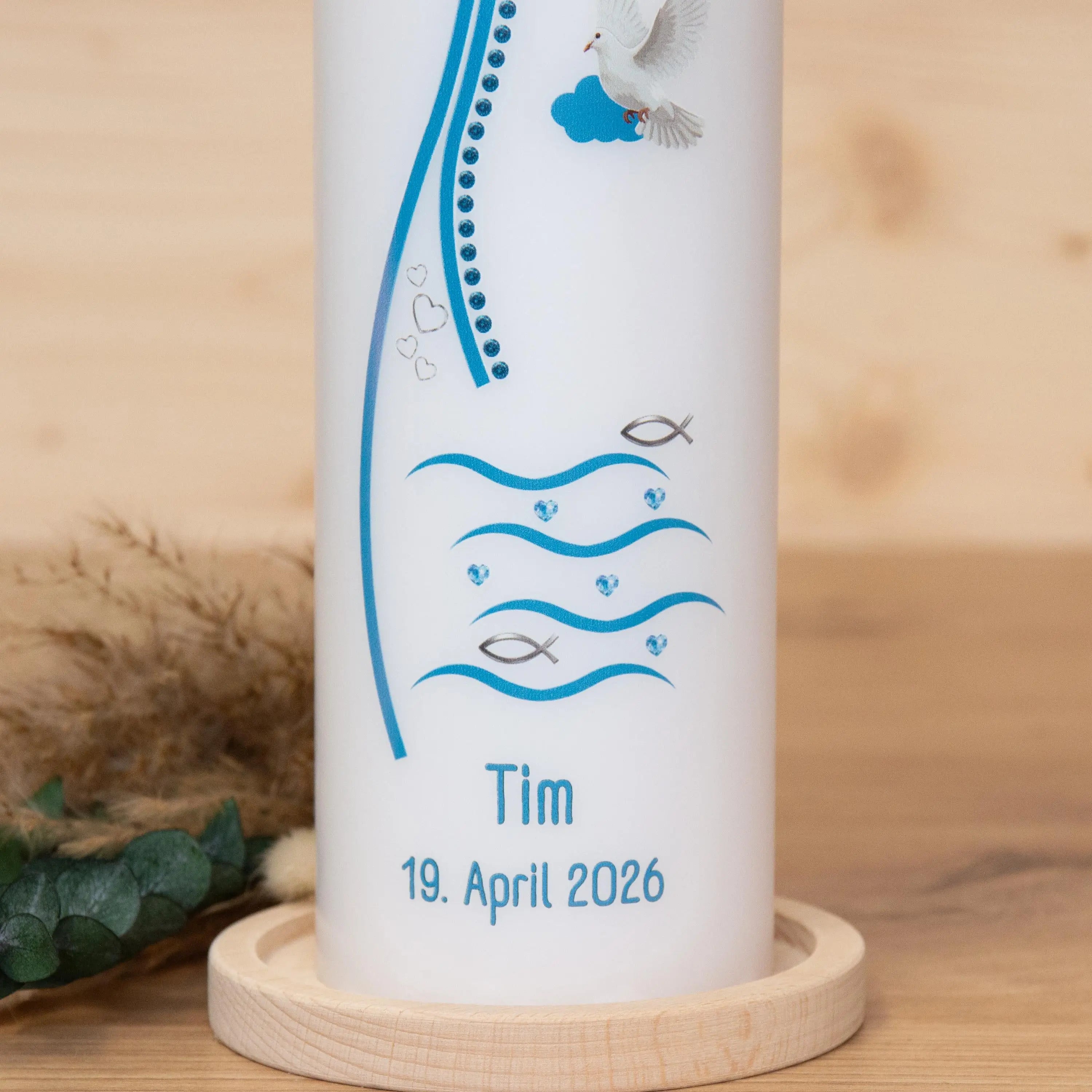 Taufkerze Kreuz - Tim - Geschenk zur Taufe - Für die Taufe, Kerze zur Taufe, Taufkerze, Personalisierte Taufkerze