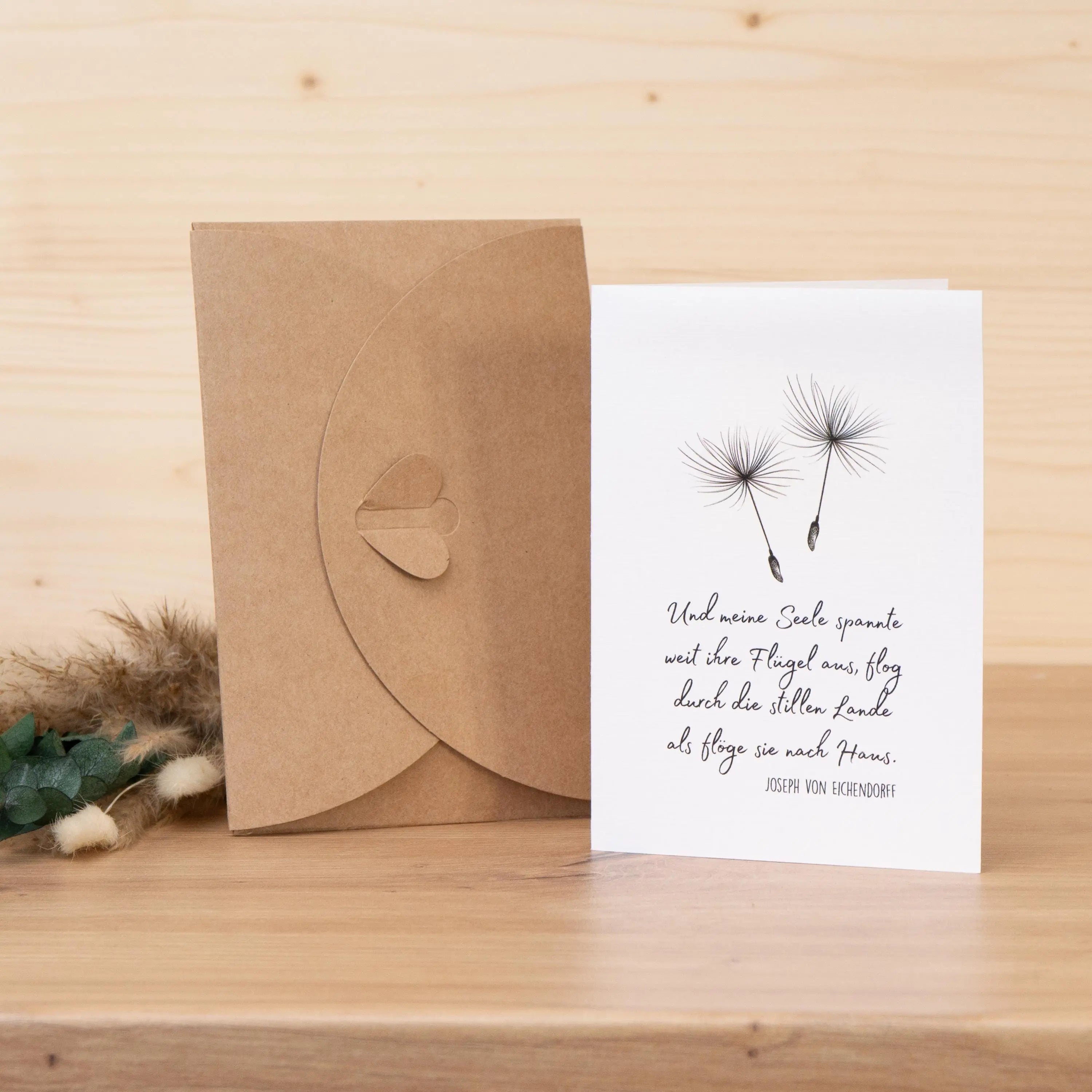 Trauerkerze mit Holz - Meine Seele - Geschenkset nach Wahl, Gedenklicht, Geschenk für Trauernde, Trauergeschenk, Karte, Kuvert