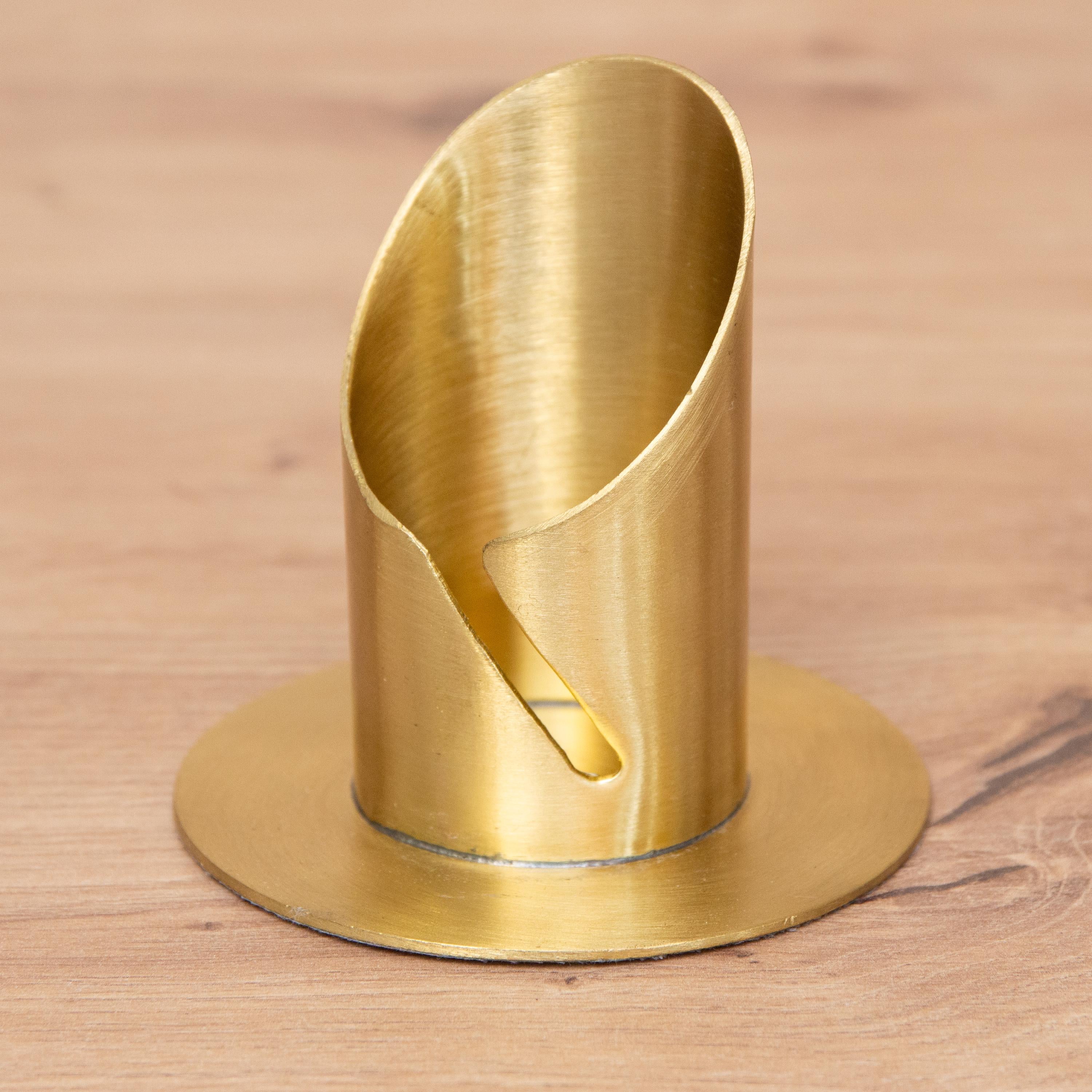 Kerzenhalter bis 4cm in Gold Farbe - Diago – Halter für Taufkerze, Kommunionkerze & Hochzeitskerze | Metall Kerzenständer festliche Deko