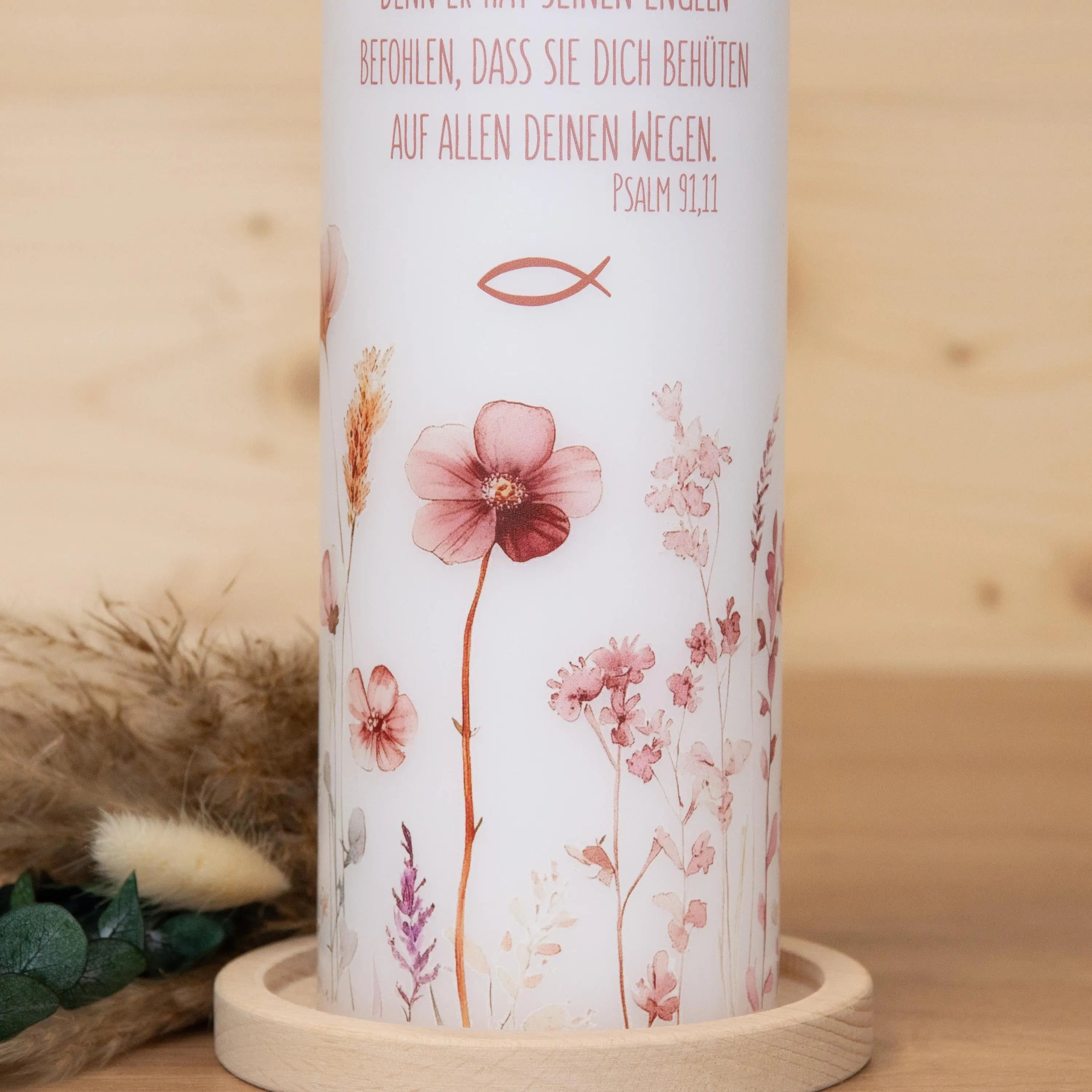 personalisierte Taufkerze Blumenwiese - Antonia - Wildblumen - Für die Taufe, Kerze zur Taufe, Taufkerze, Personalisierte Taufkerze