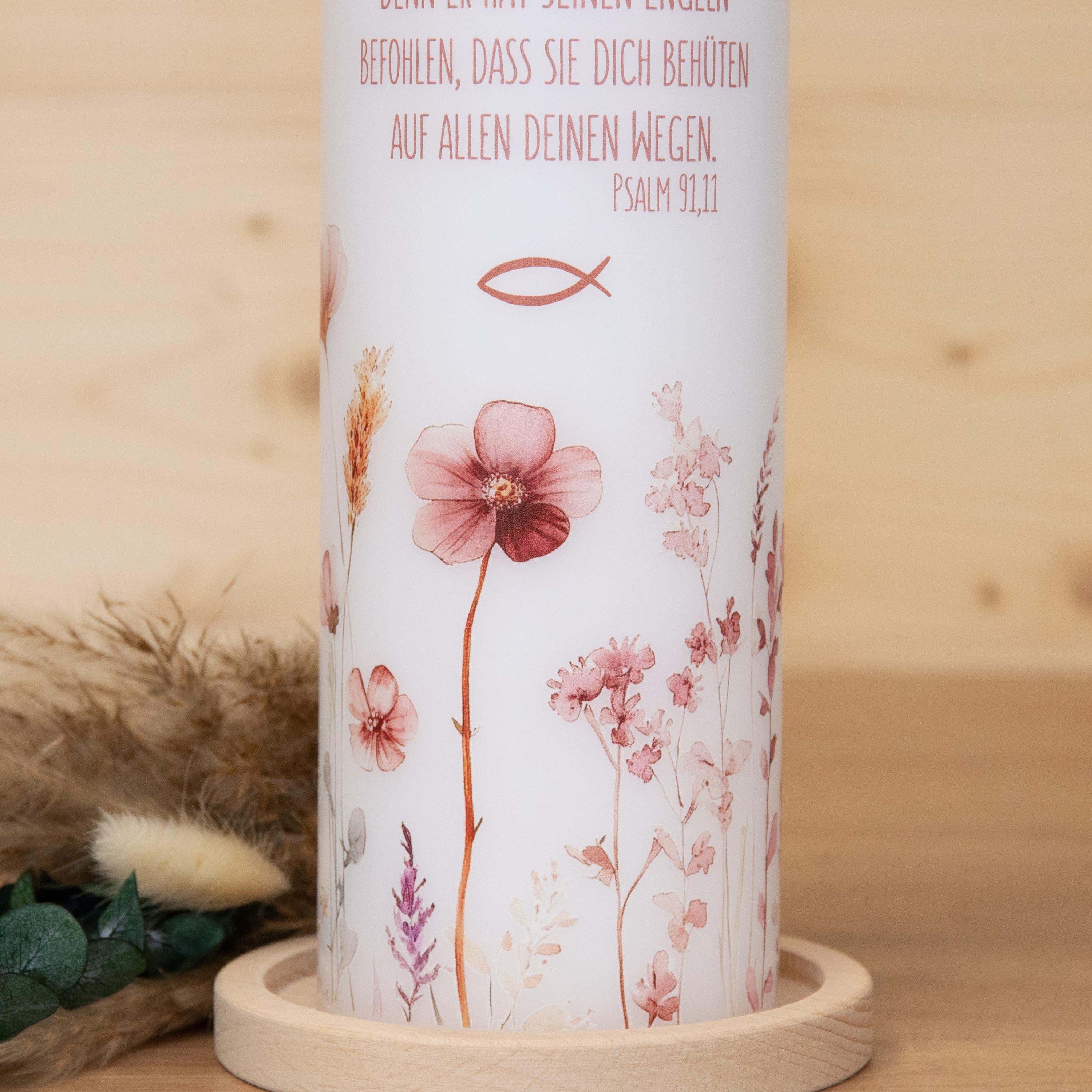 personalisierte Taufkerze Blumenwiese - Antonia - Wildblumen - Für die Taufe, Kerze zur Taufe, Taufkerze, Personalisierte Taufkerze