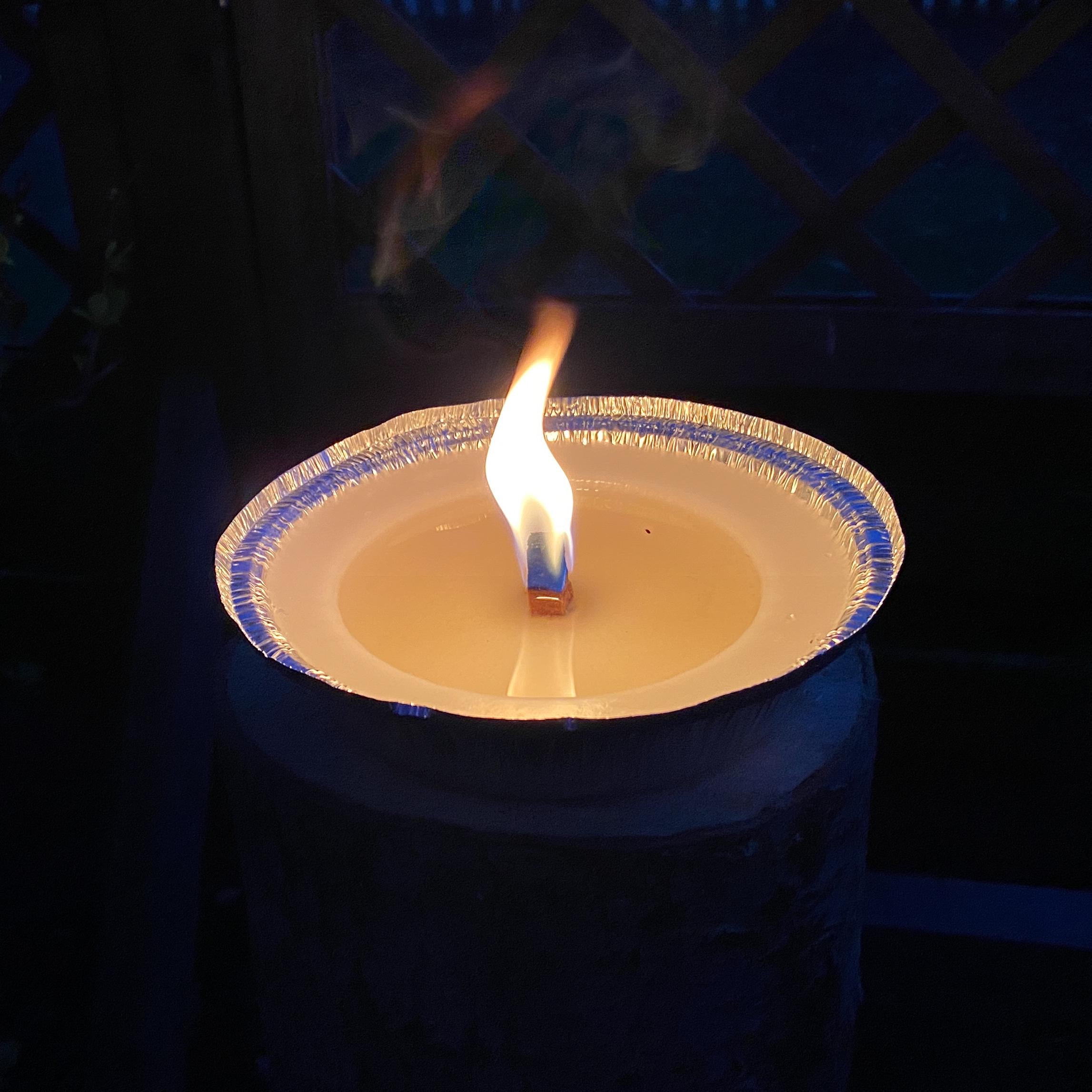 Nachhaltige Flammschale 16 cm aus Recycling-Wachs | Outdoor Kerze Garten Terrasse Balkon | Wiederverwendbar mit Dauerdocht | Upcycling Deko