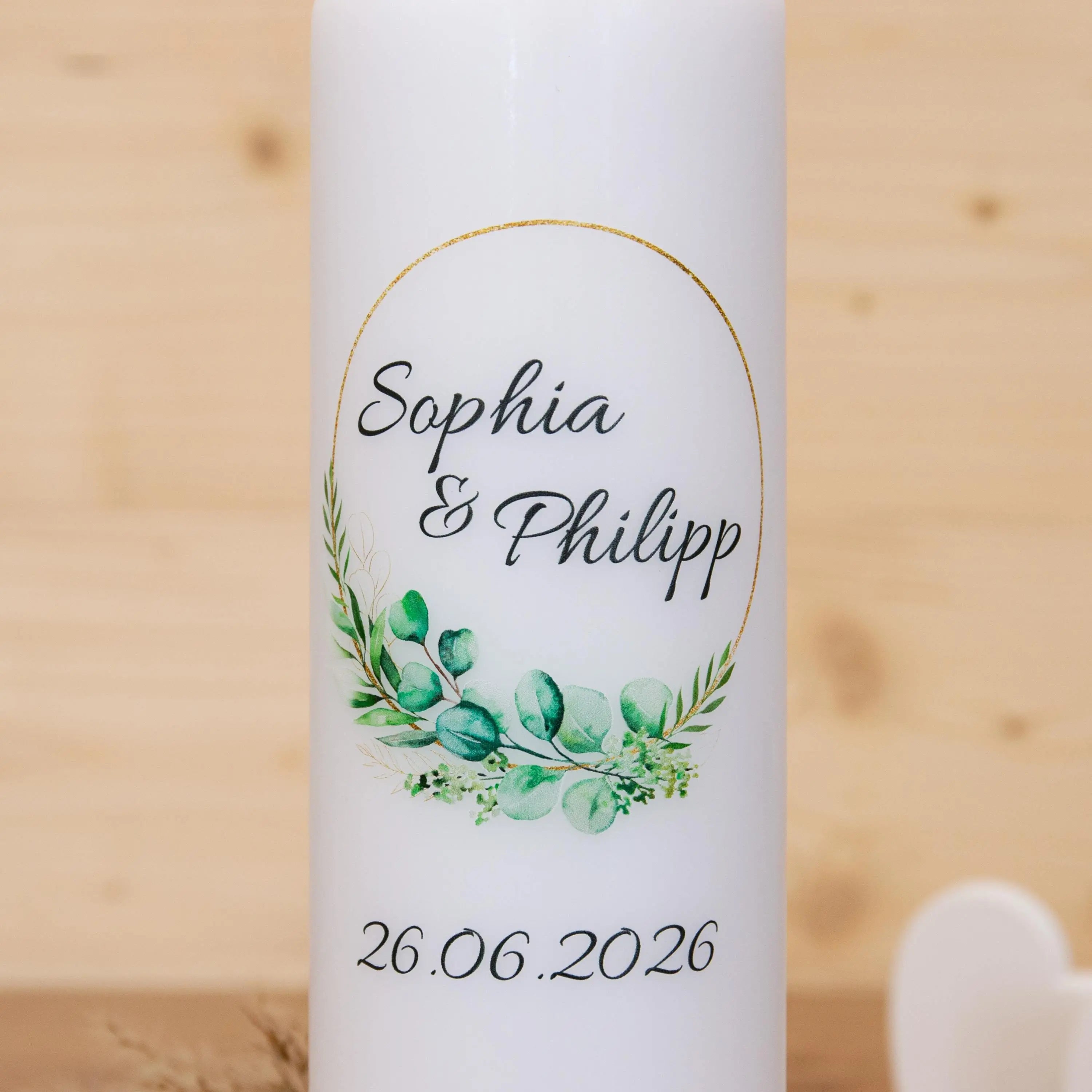 Hochzeitskerze Blumenkranz - Zwei Herzen - individuelle Fertigung - Für die Hochzeit - Traukerze