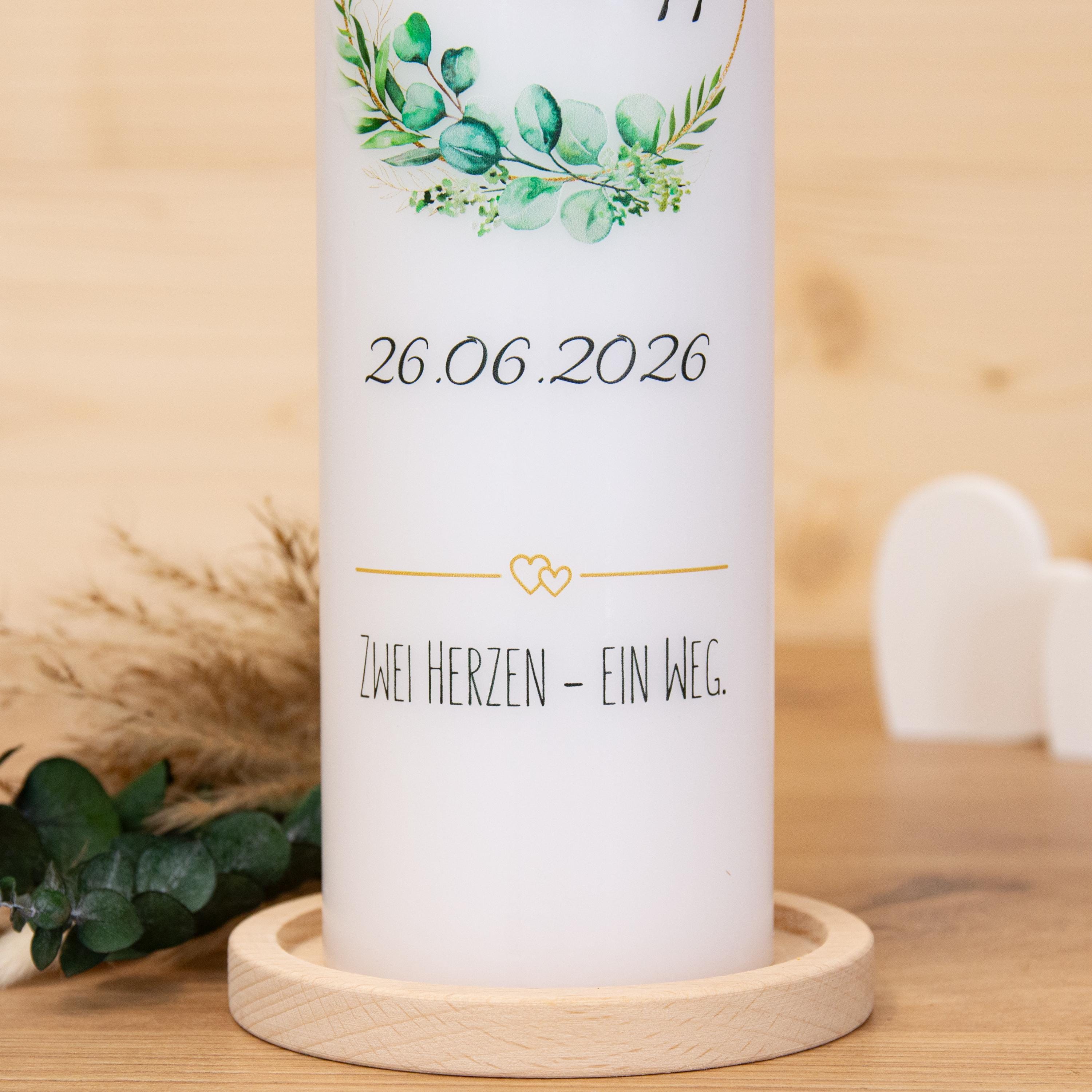 Hochzeitskerze Blumenkranz - Zwei Herzen - individuelle Fertigung - Für die Hochzeit - Traukerze