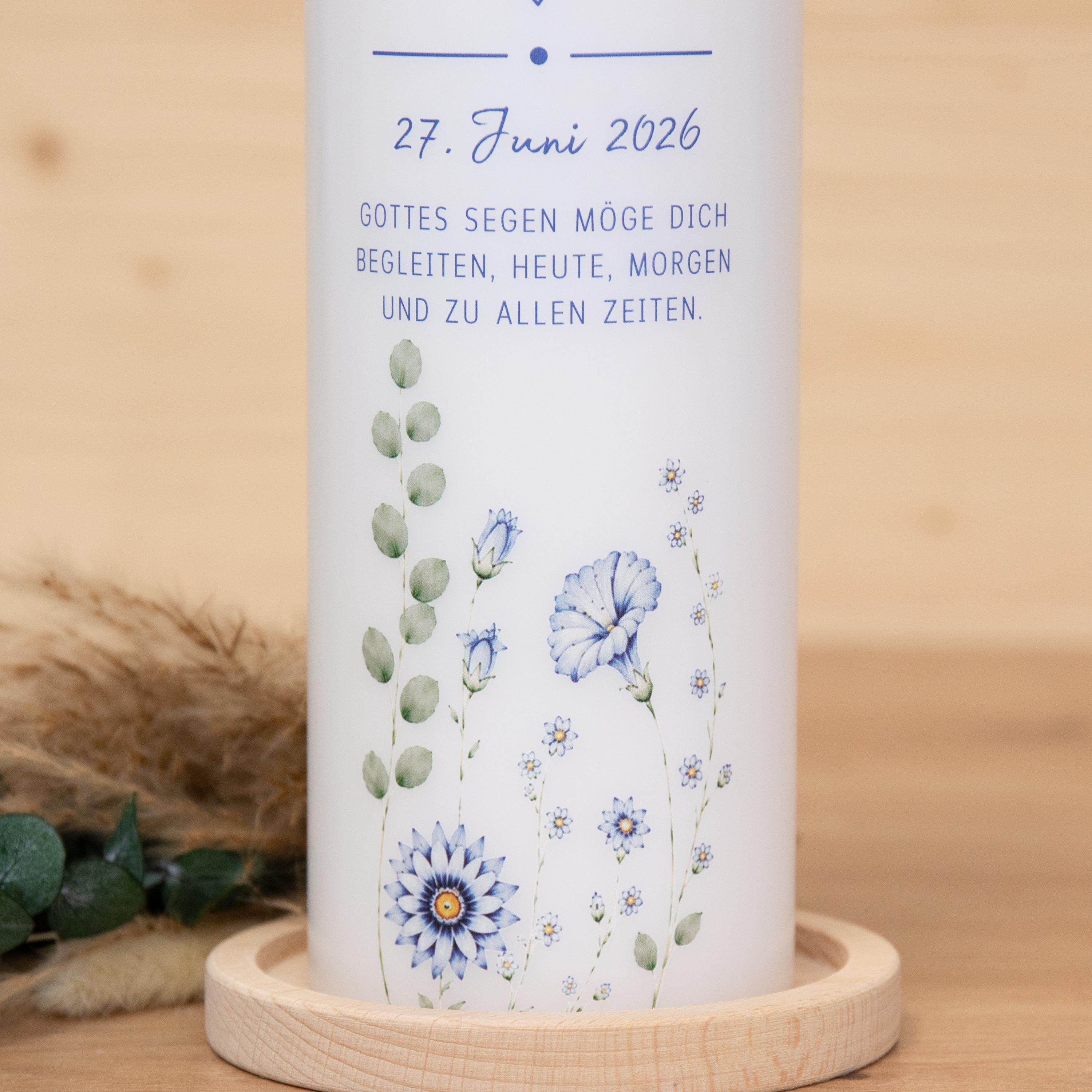 personalisierte Taufkerze - Klemens - Wildblumen - Für die Taufe, Kerze zur Taufe, Taufkerze, Geschenk zur Taufe