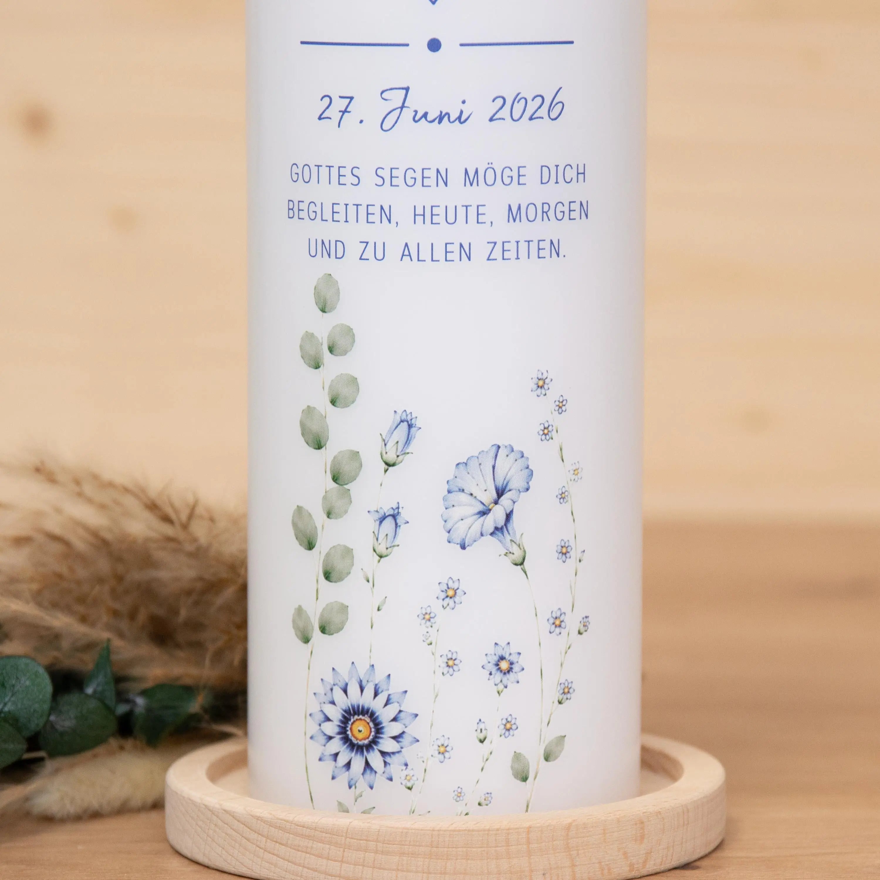 personalisierte Taufkerze - Klemens - Wildblumen - Für die Taufe, Kerze zur Taufe, Taufkerze, Geschenk zur Taufe