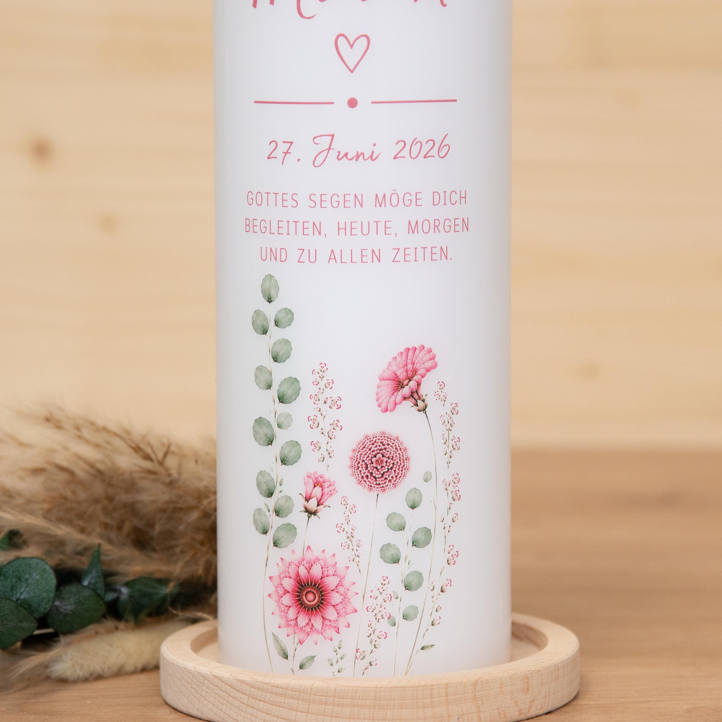 personalisierte Taufkerze - Miriam - Wildblumen - Für die Taufe, Kerze zur Taufe, Taufkerze, Geschenk zur Taufe