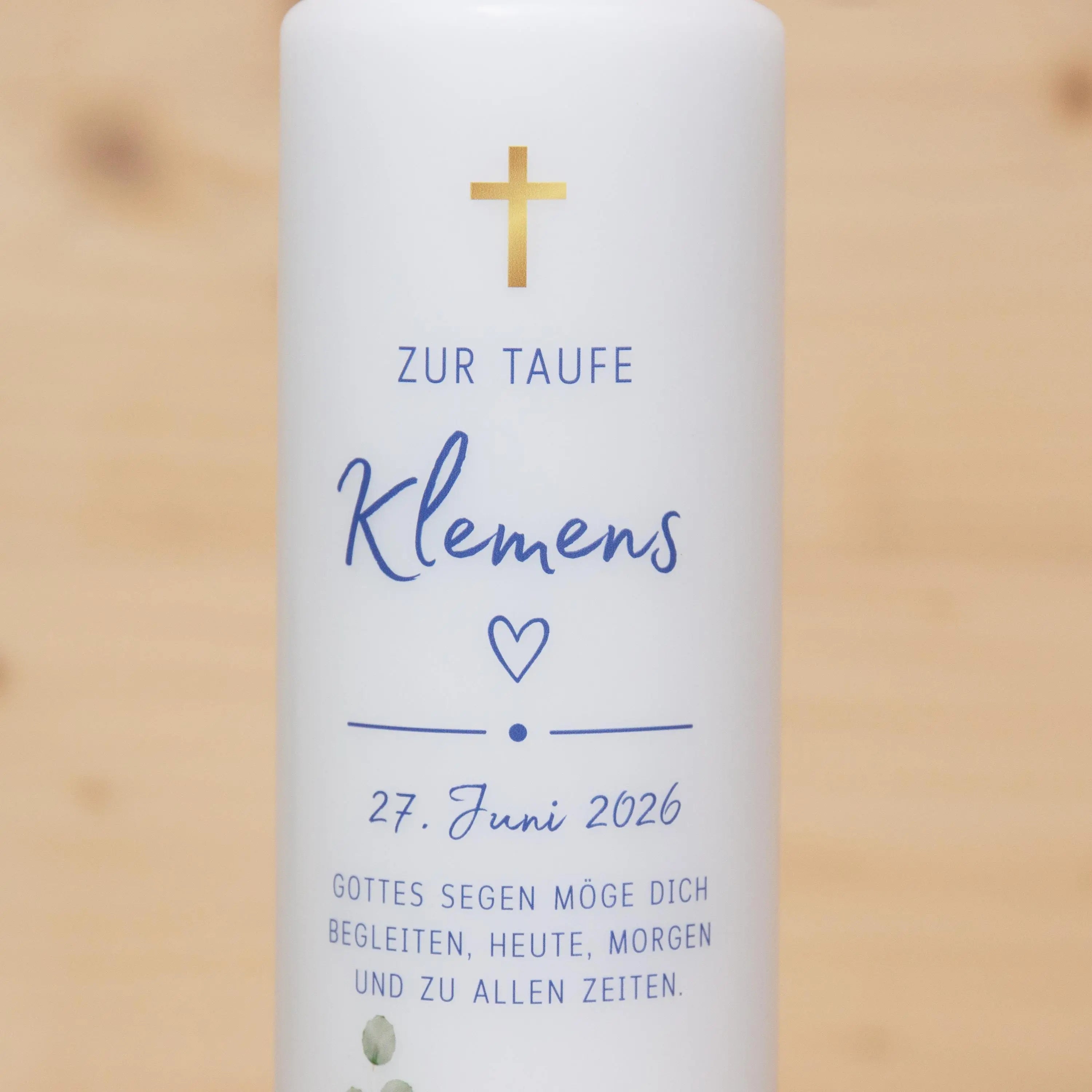 personalisierte Taufkerze - Klemens - Wildblumen - Für die Taufe, Kerze zur Taufe, Taufkerze, Geschenk zur Taufe