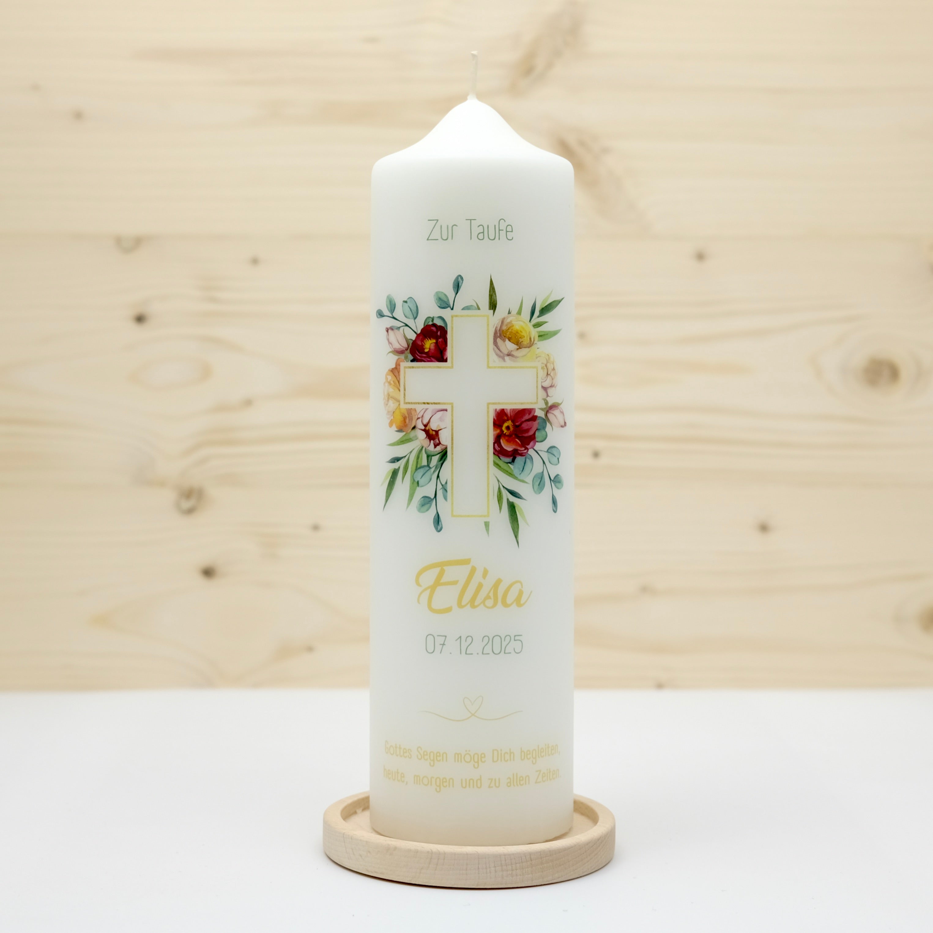 Taufkerze Kreuz Elisa