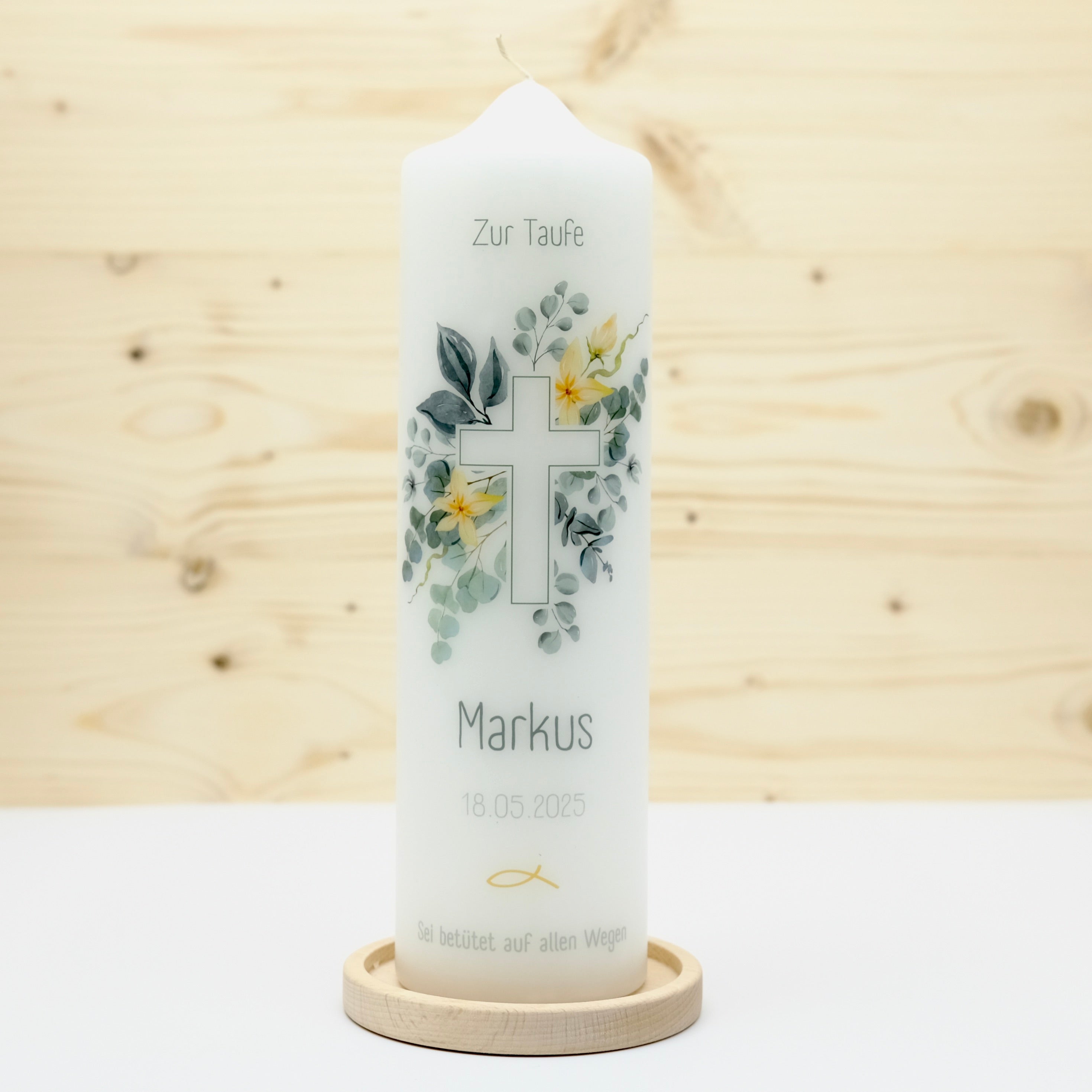 Taufkerze Kreuz Markus