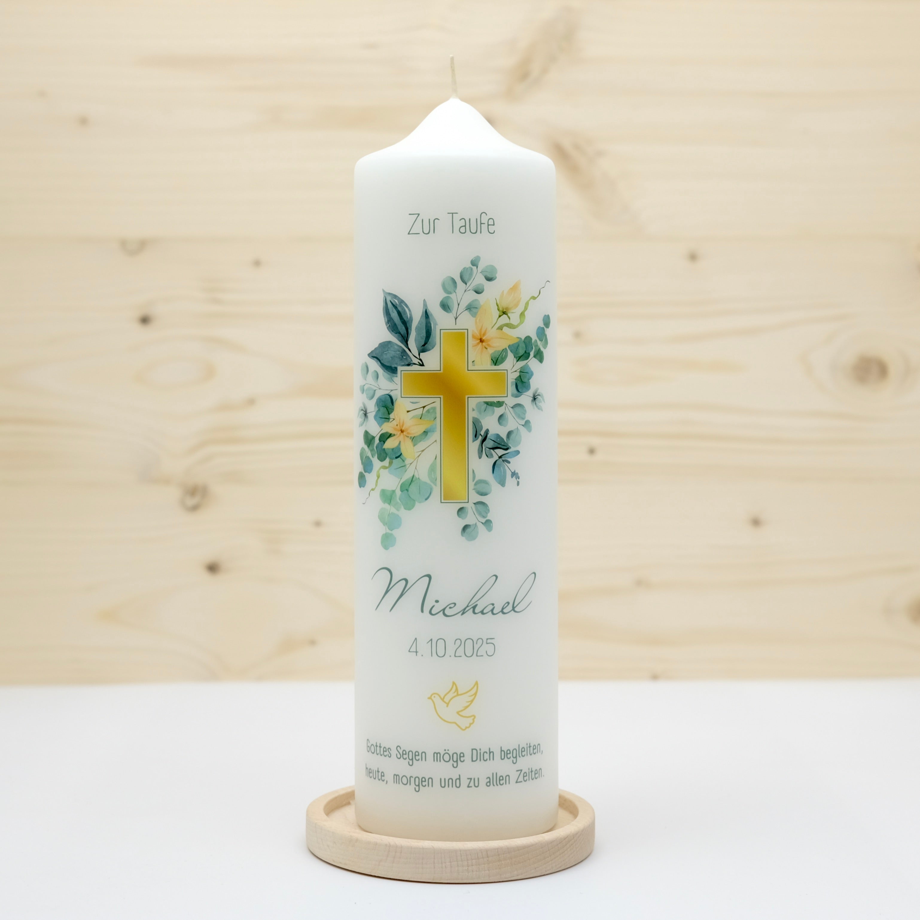 Taufkerze Kreuz Michael