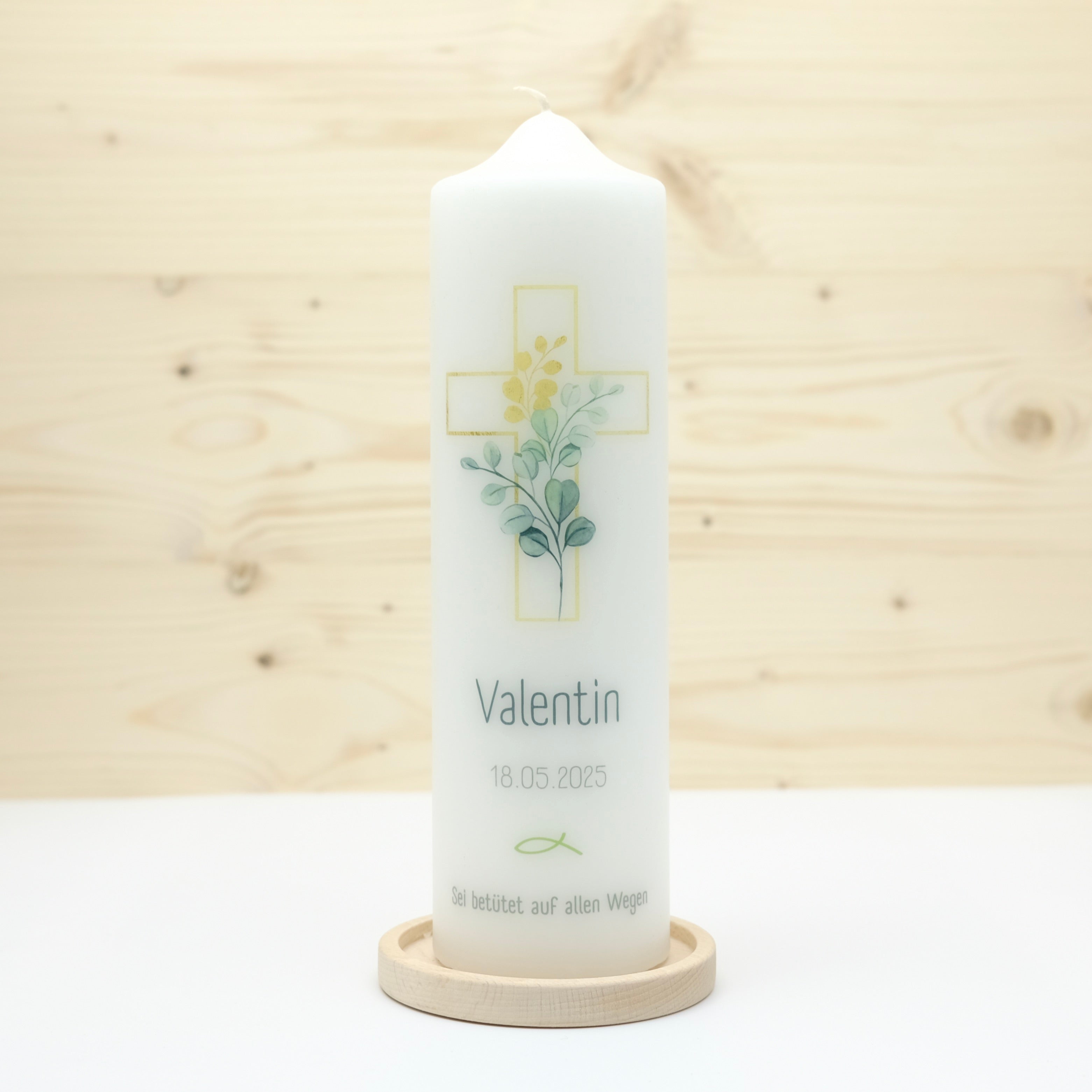 Taufkerze Kreuz Valentin