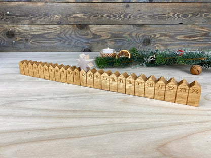 Adventskalender Holzleiste mit Stern graviert, Eiche