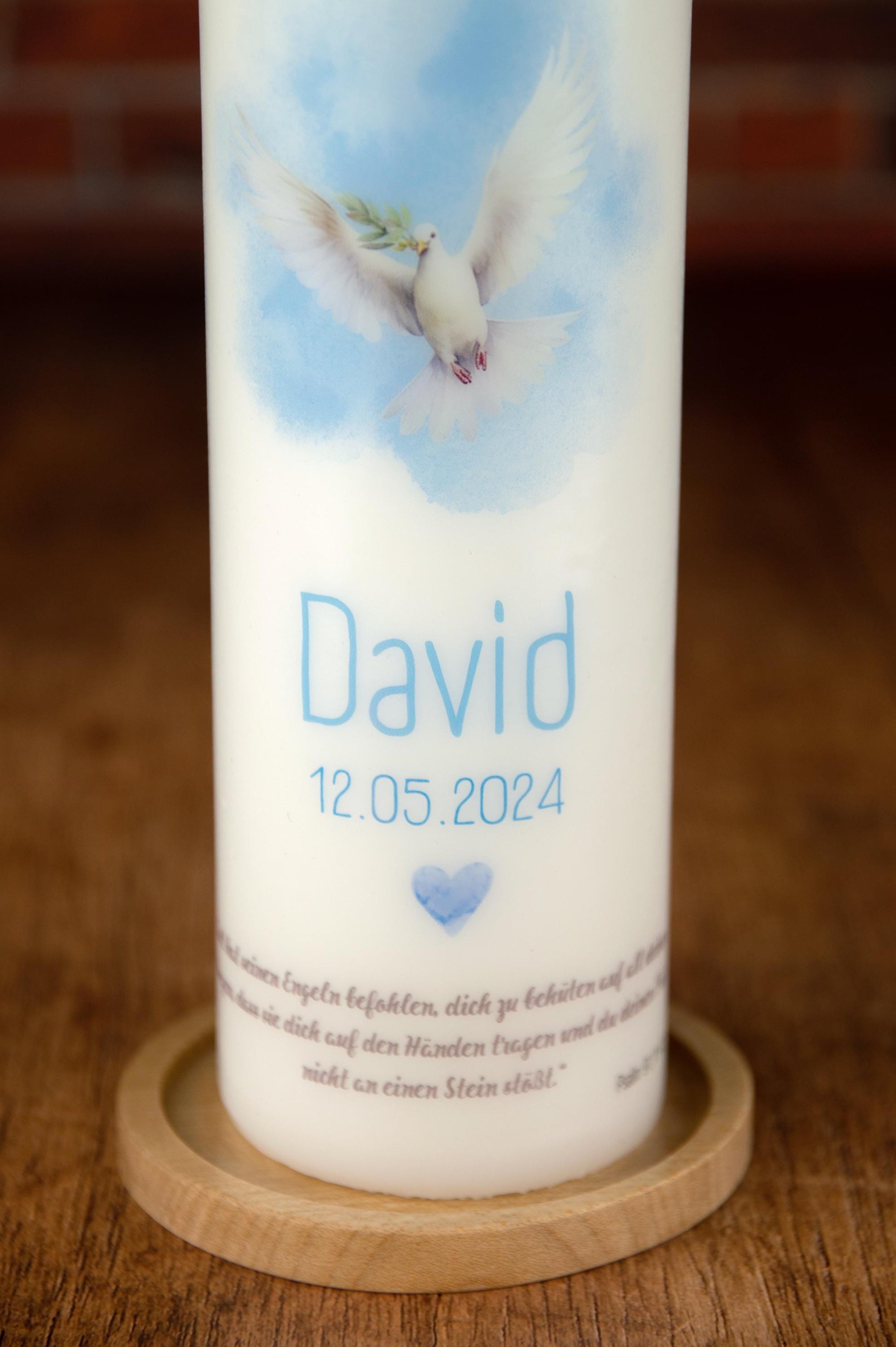 Taufkerze Taube - David - individuelle Fertigung - Für die Taufe