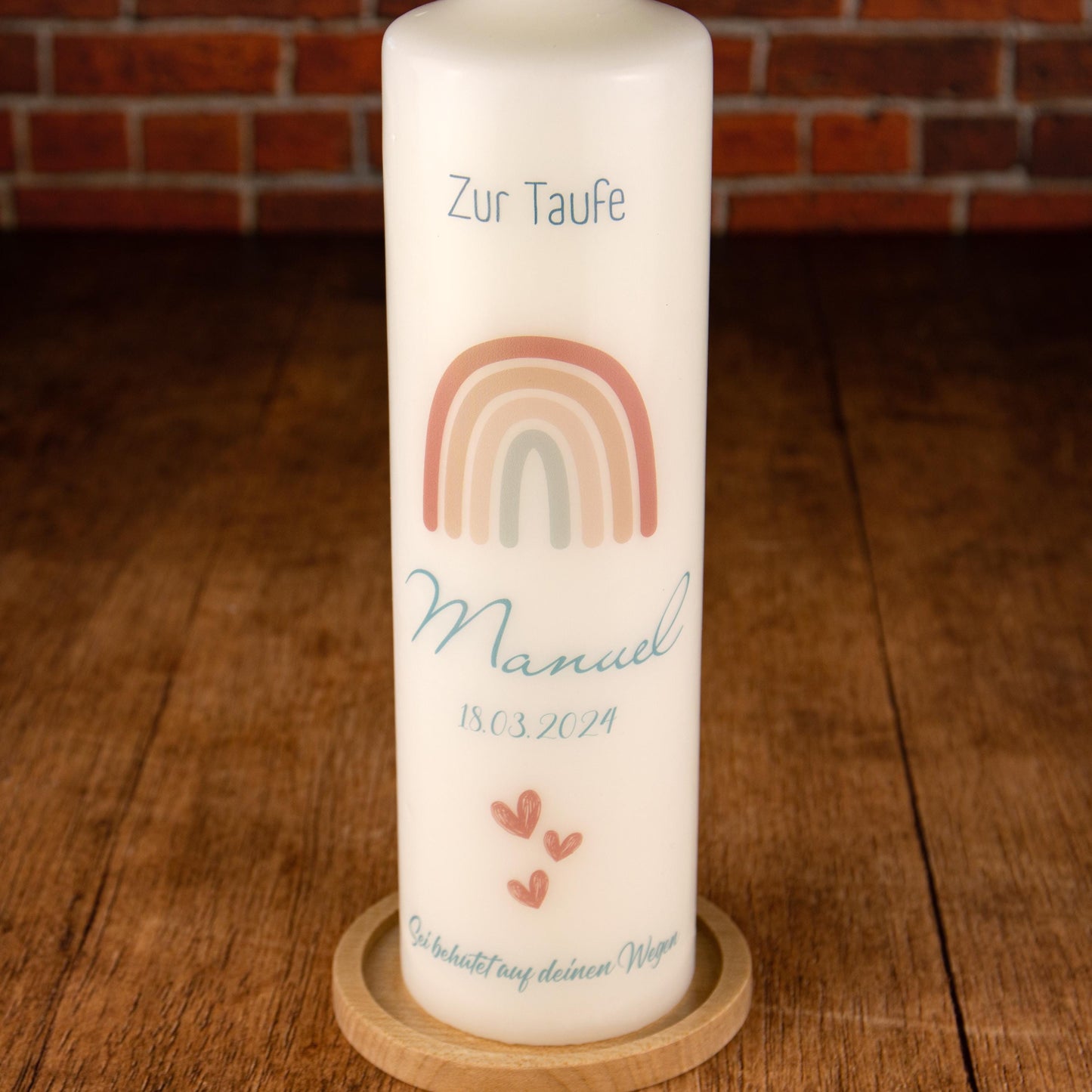 Taufkerze Boho Regenbogen - individuelle Fertigung - Für die Taufe - personalisierte Taufkerze