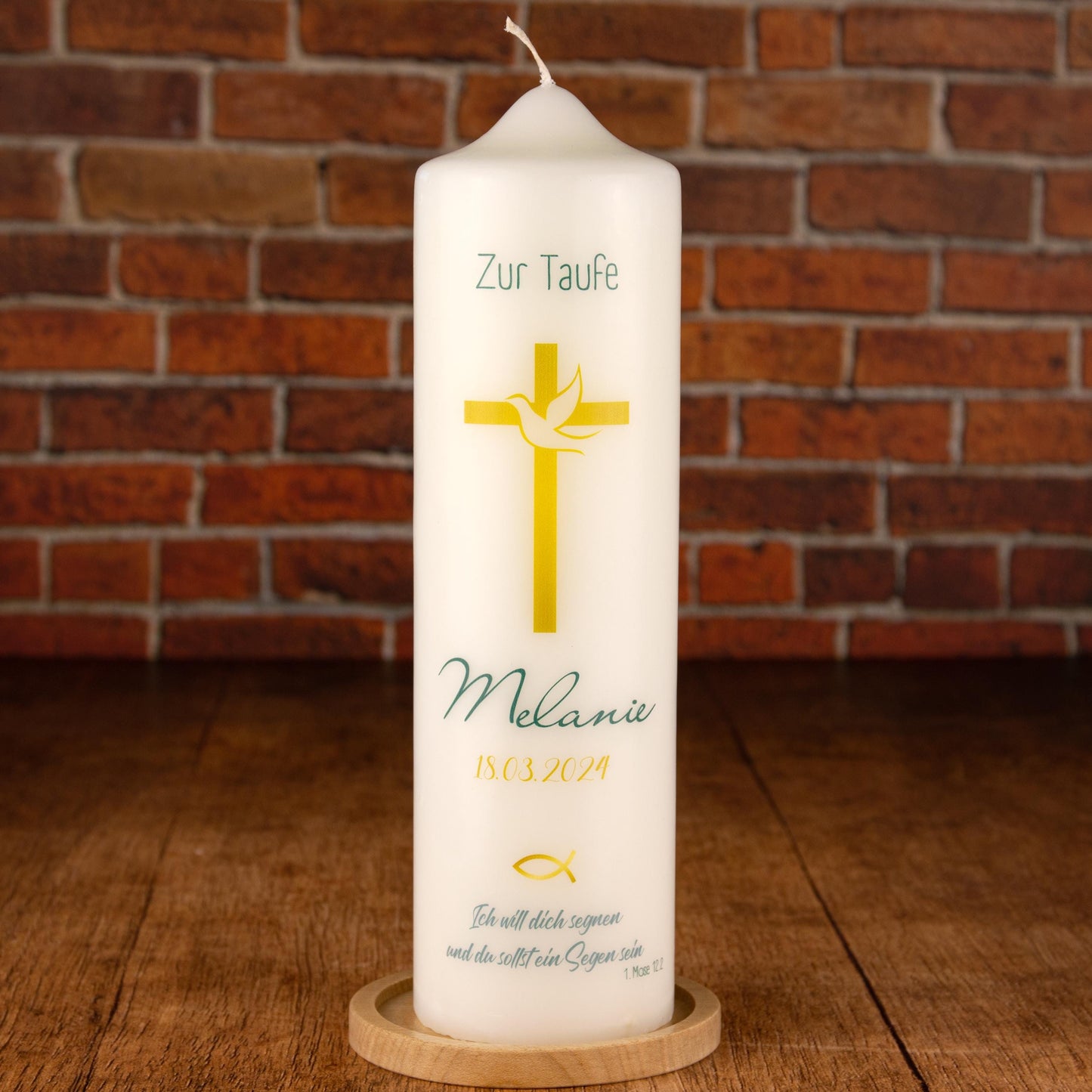 Taufkerze - Kreuz mit Taube