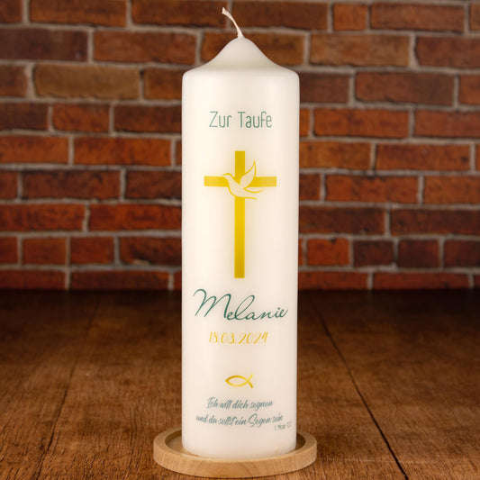 Taufkerze - Kreuz mit Taube