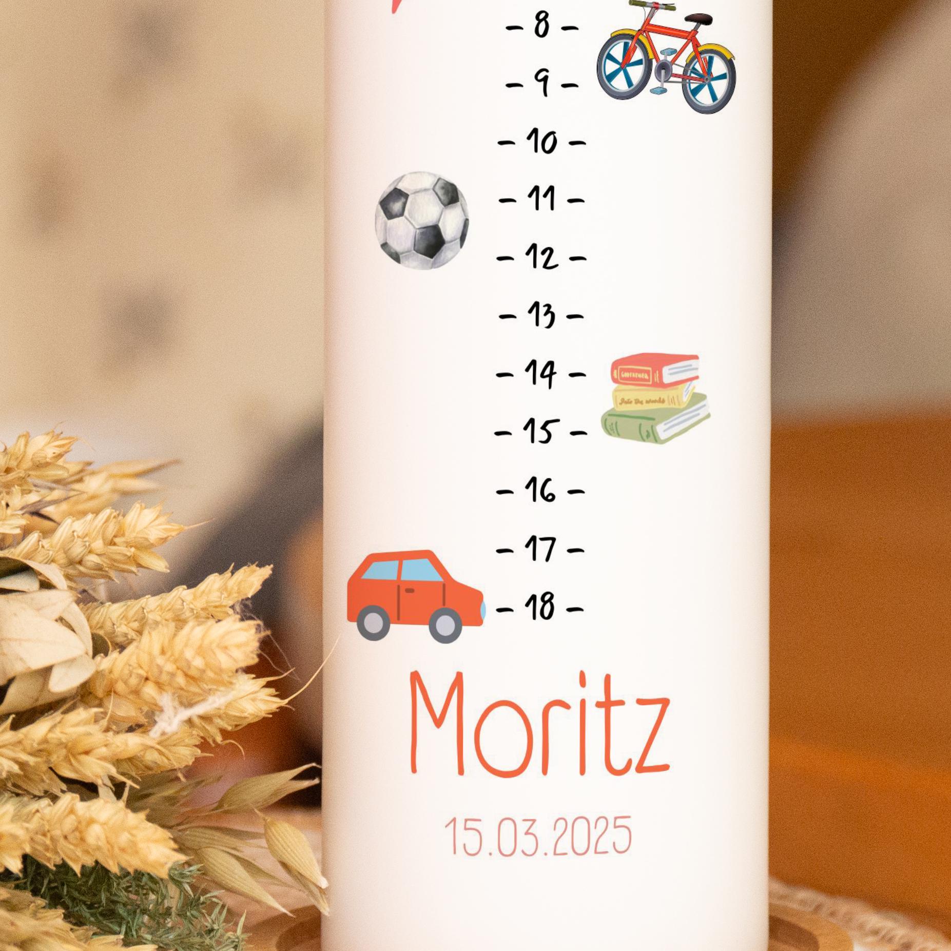 Lebenskerze - Moritz, Geschenk zur Geburt, Geburtstag, Taufe etc.