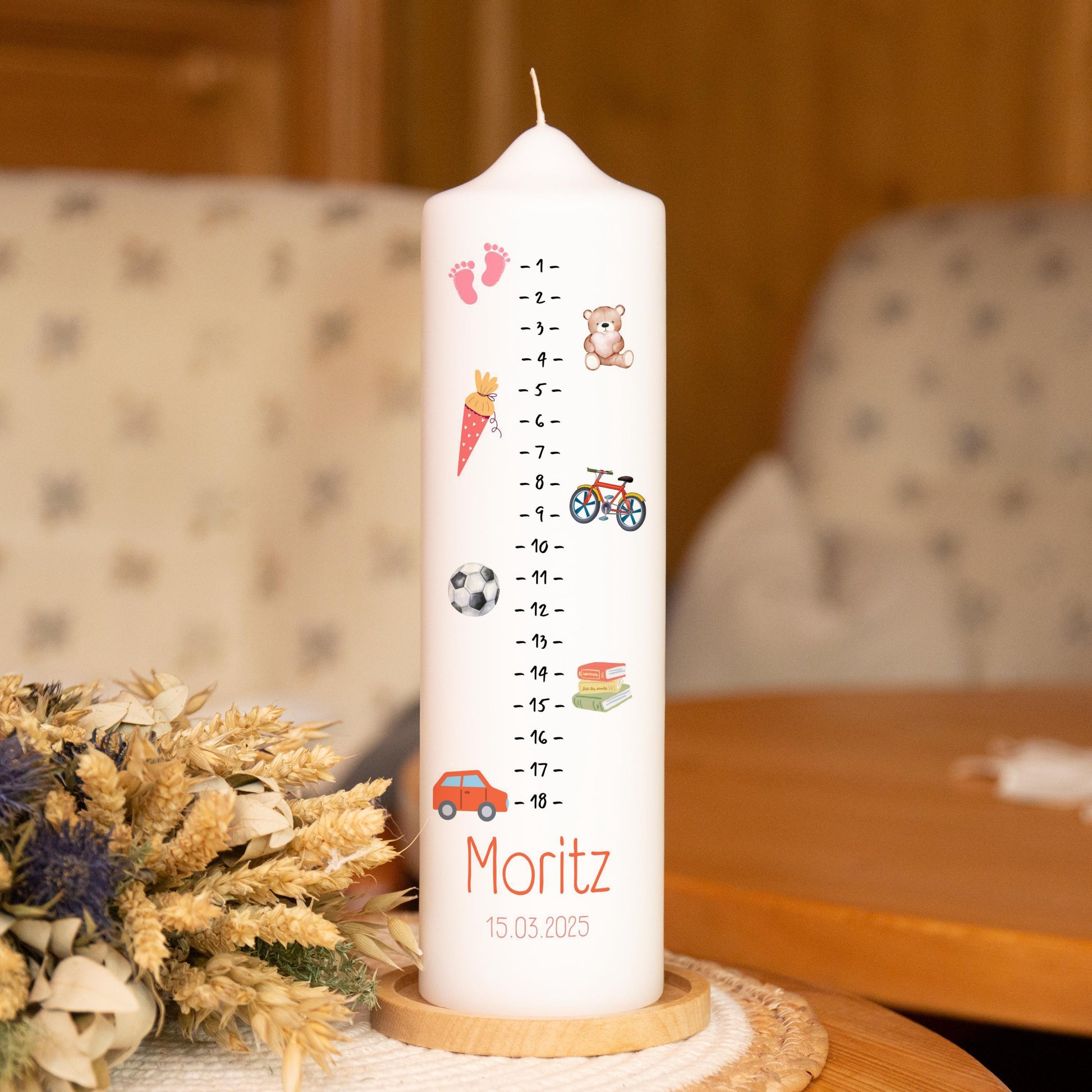 Lebenskerze - Moritz, Geschenk zur Geburt, Geburtstag, Taufe etc.