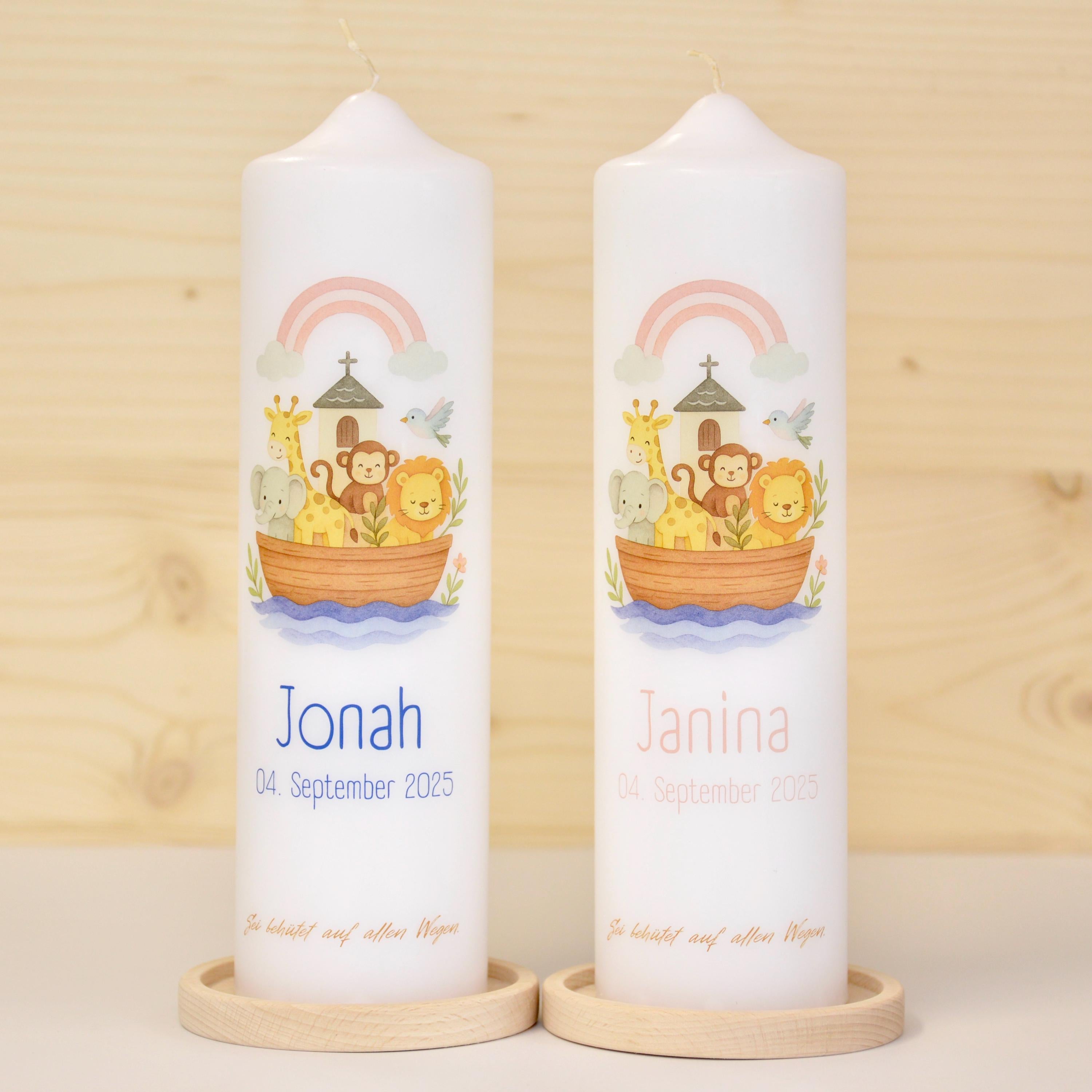 Taufkerze Arche - Jonah - Für die Taufe, Kerze zur Taufe, Taufkerze, Personalisierte Taufkerze, Taufkerze Junge, Taufkerze für Mödchen