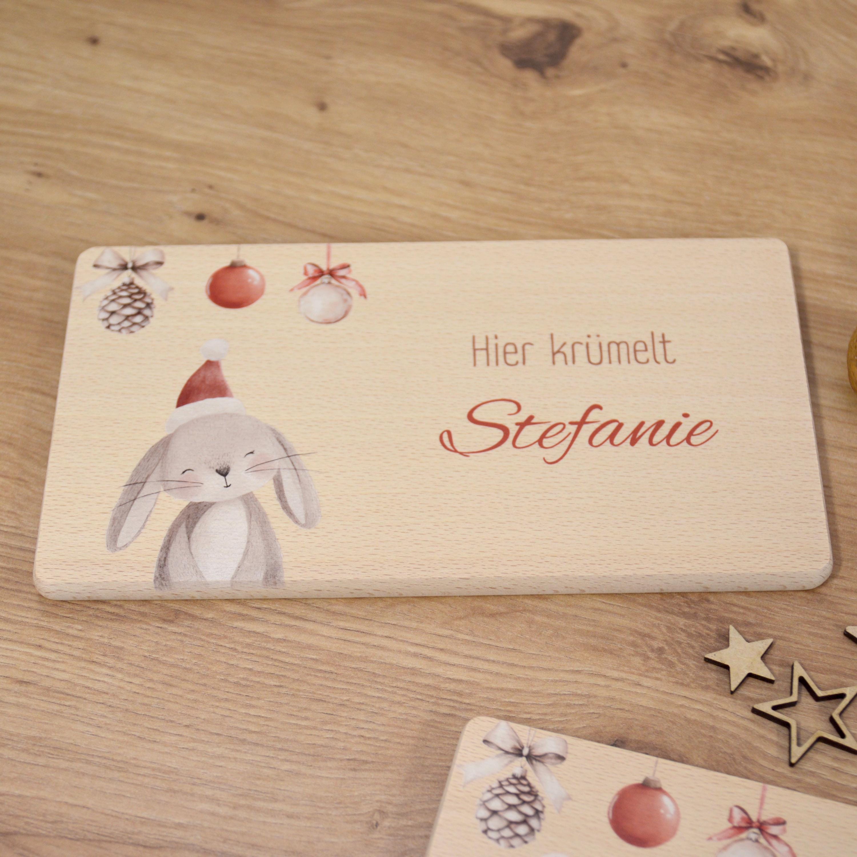 Personalisiertes Frühstücksbrettchen mit Name – Winter Tiere im Boho Stil | Geschenk für Kinder | Weihnachtsgeschenk | Brotzeitbrett