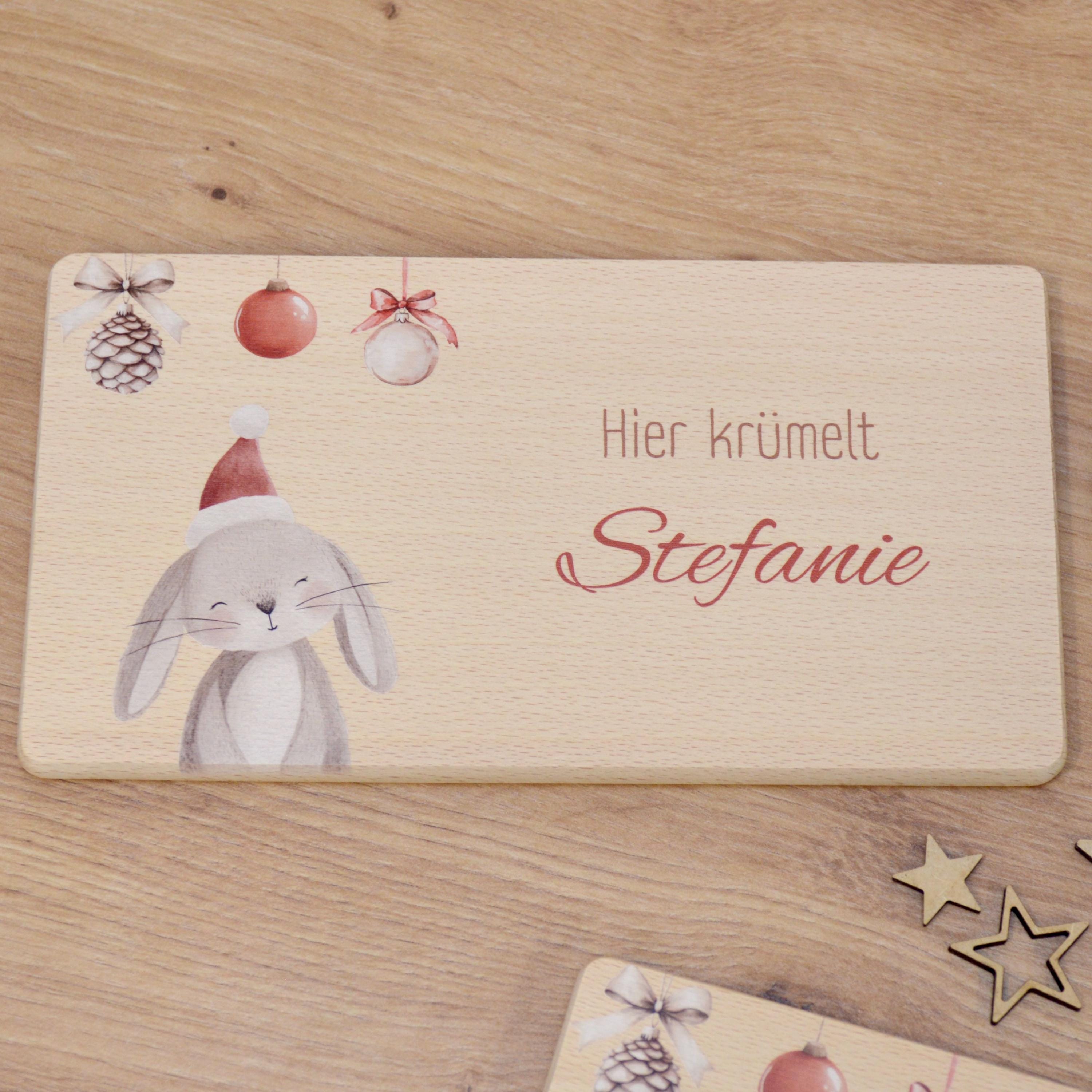 Personalisiertes Frühstücksbrettchen mit Name – Winter Tiere im Boho Stil | Geschenk für Kinder | Weihnachtsgeschenk | Brotzeitbrett