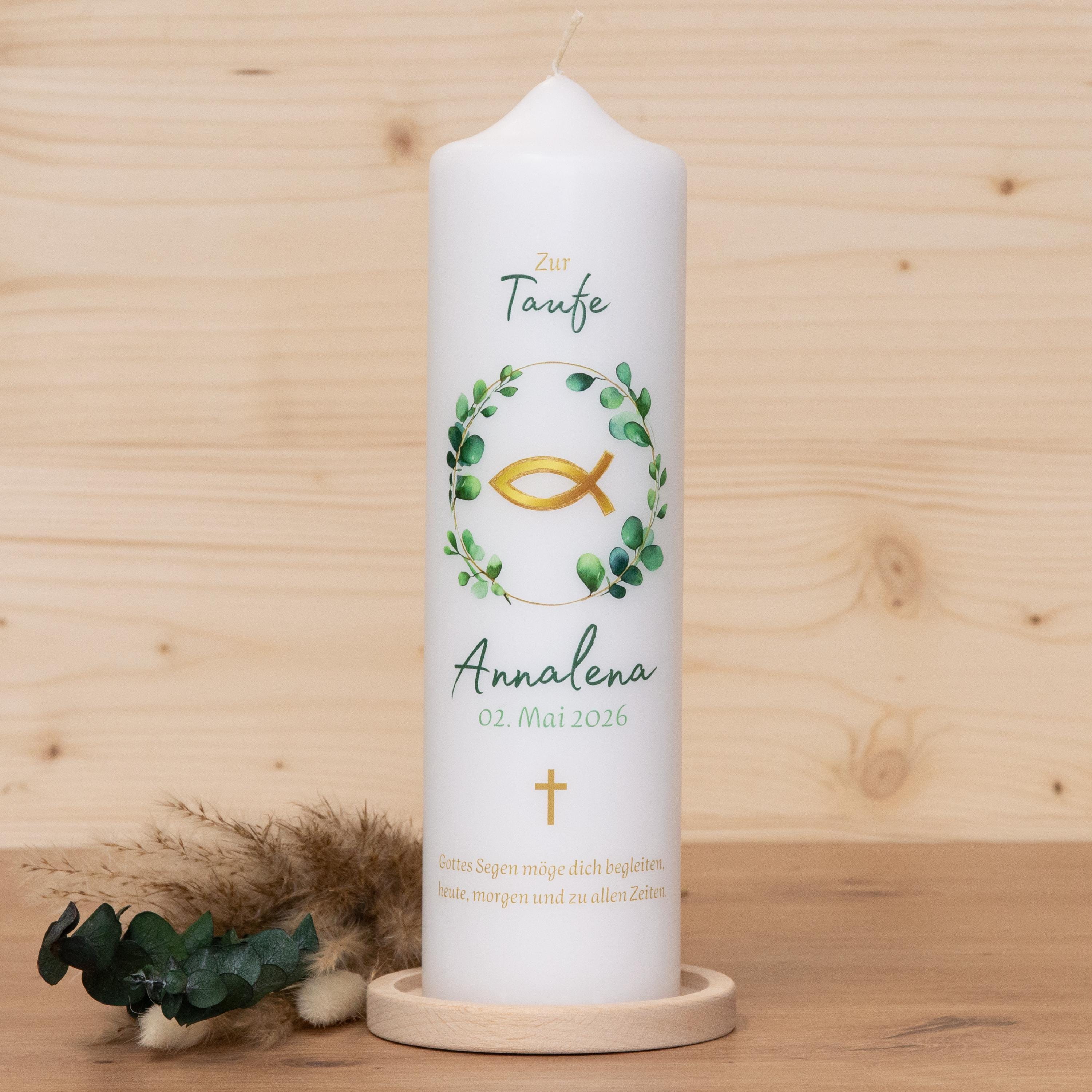 personalisierte Taufkerze Fisch - Annalena - Geschenk zur Taufe - Für die Taufe, Kerze zur Taufe, Taufkerze, Personalisierte Taufkerze