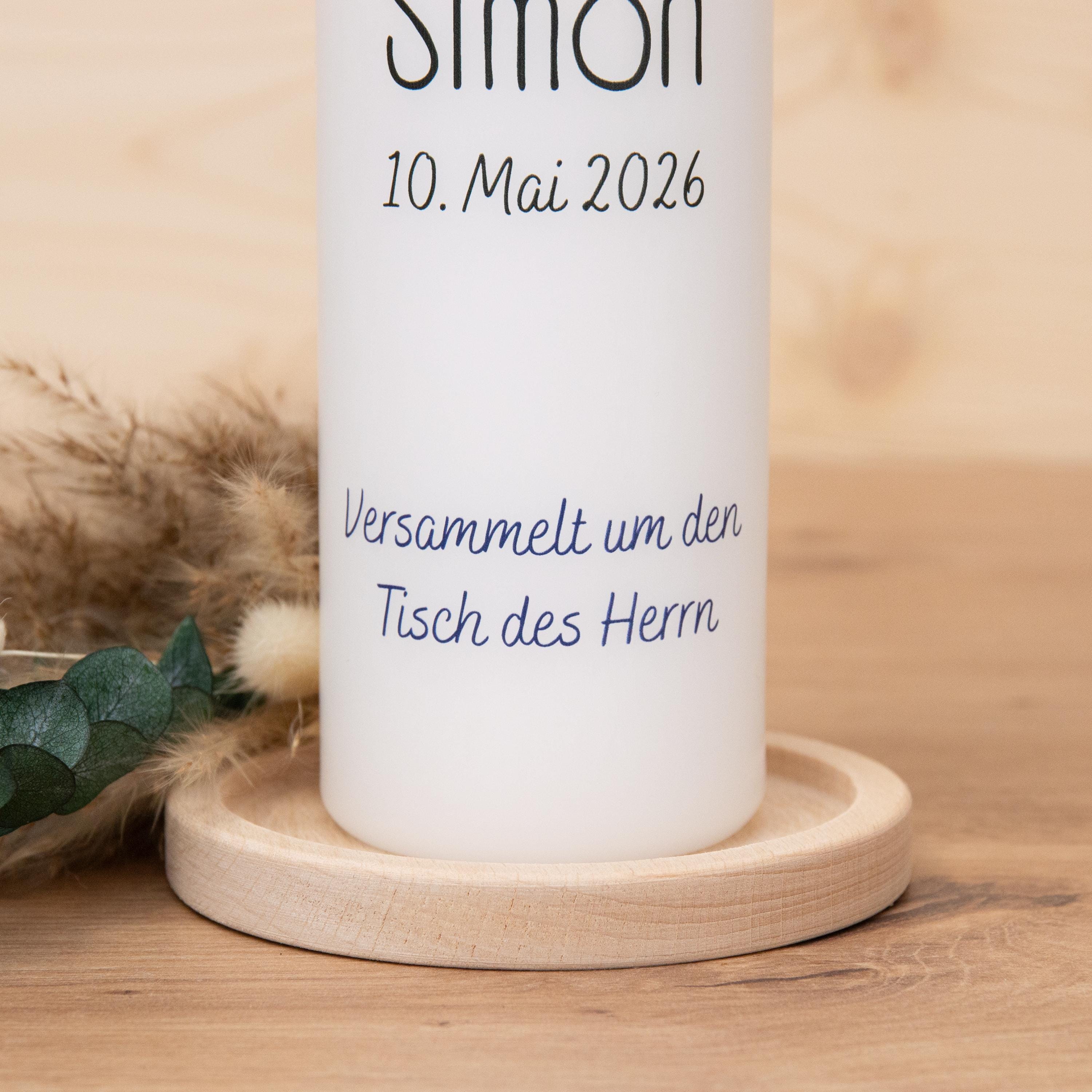 Personalisierte Kommunionkerze 2026 Simon - Ihr seid meine Freunde – Mit Name, Datum & Spruch – Kerze Erstkommunion - Erstkommunion 2026