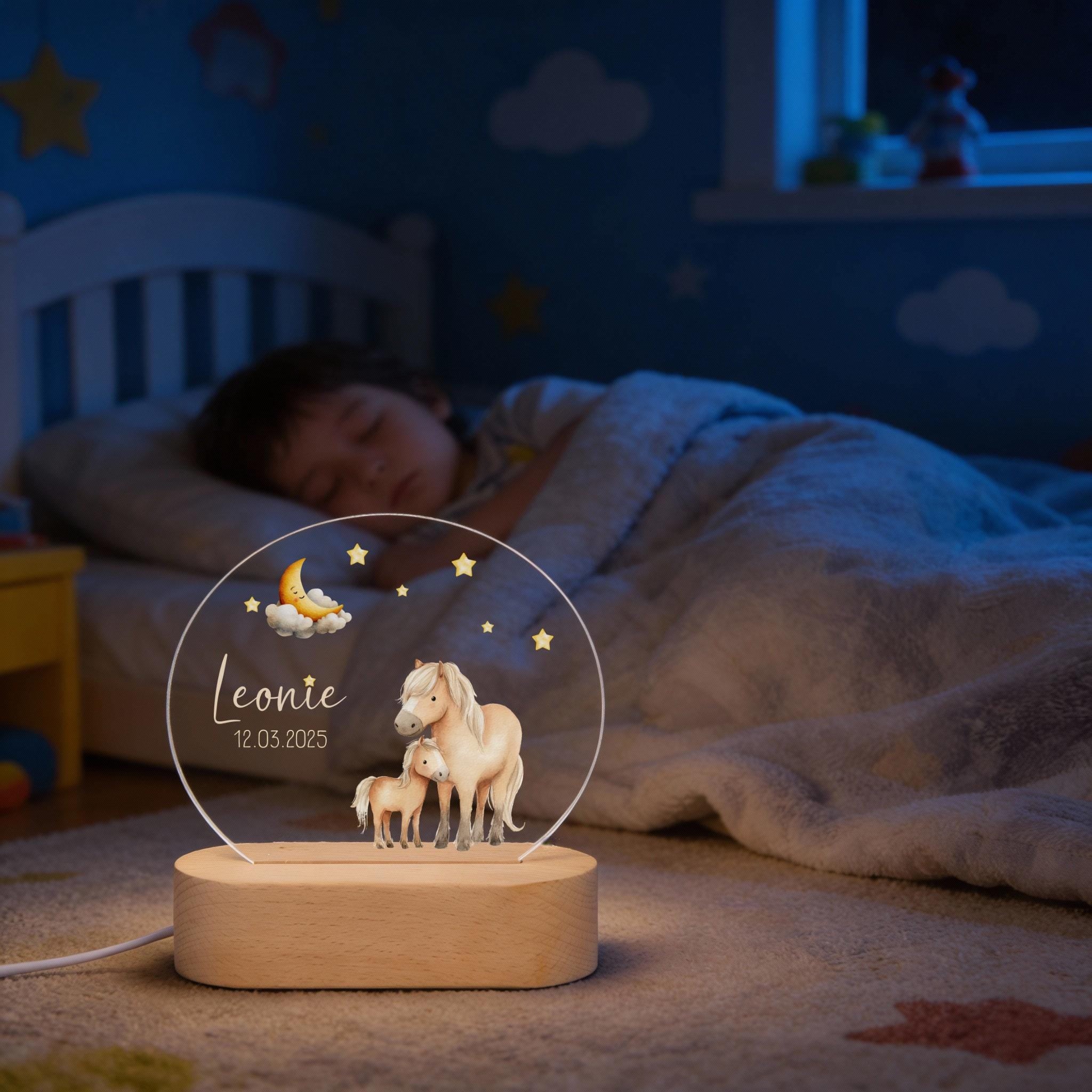 Personalisierte Nachtlampe Pferde Leonie, Babygeschenk Geburt, Geschenk zur Geburt, Taufgeschenk, Geburtstagsgeschenk, Nachtlicht Kinder